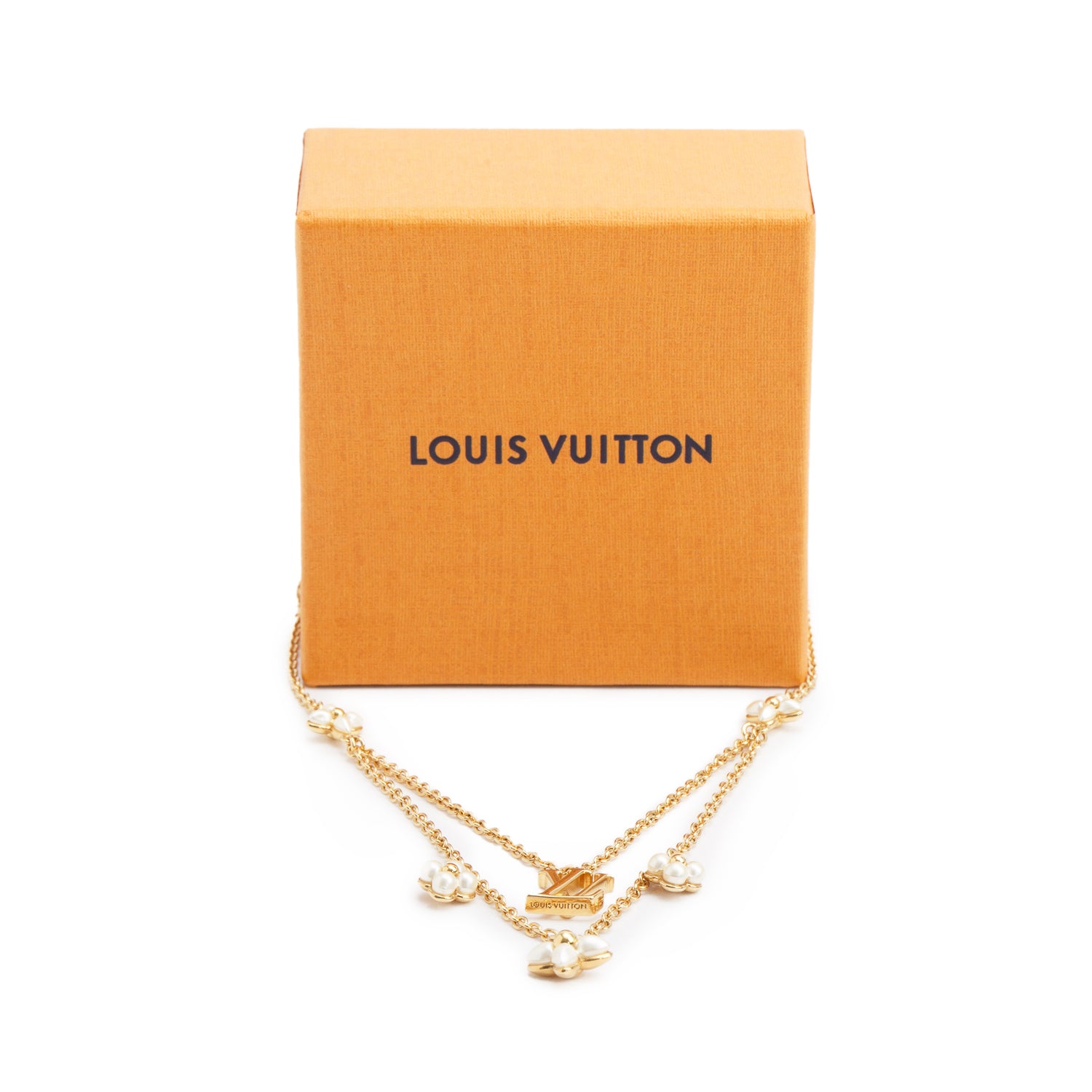 Louis Vuitton 2023 Gold Plated LV Floragram Necklace w/ Box