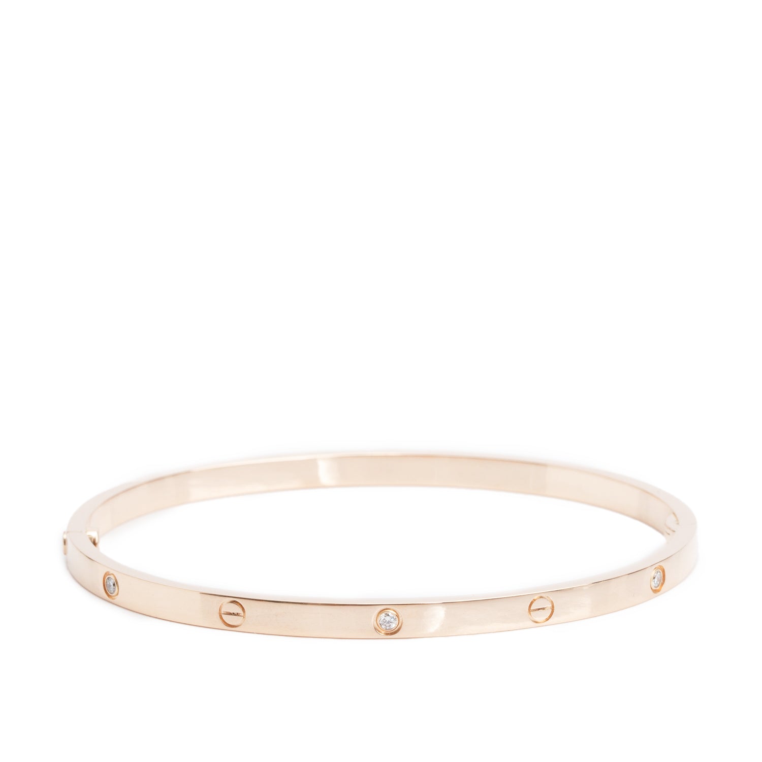 Cartier 2020 18k Rose Gold 6 Diamond Love Bracelet, Small Model Size 18 w/ Box & Certificate