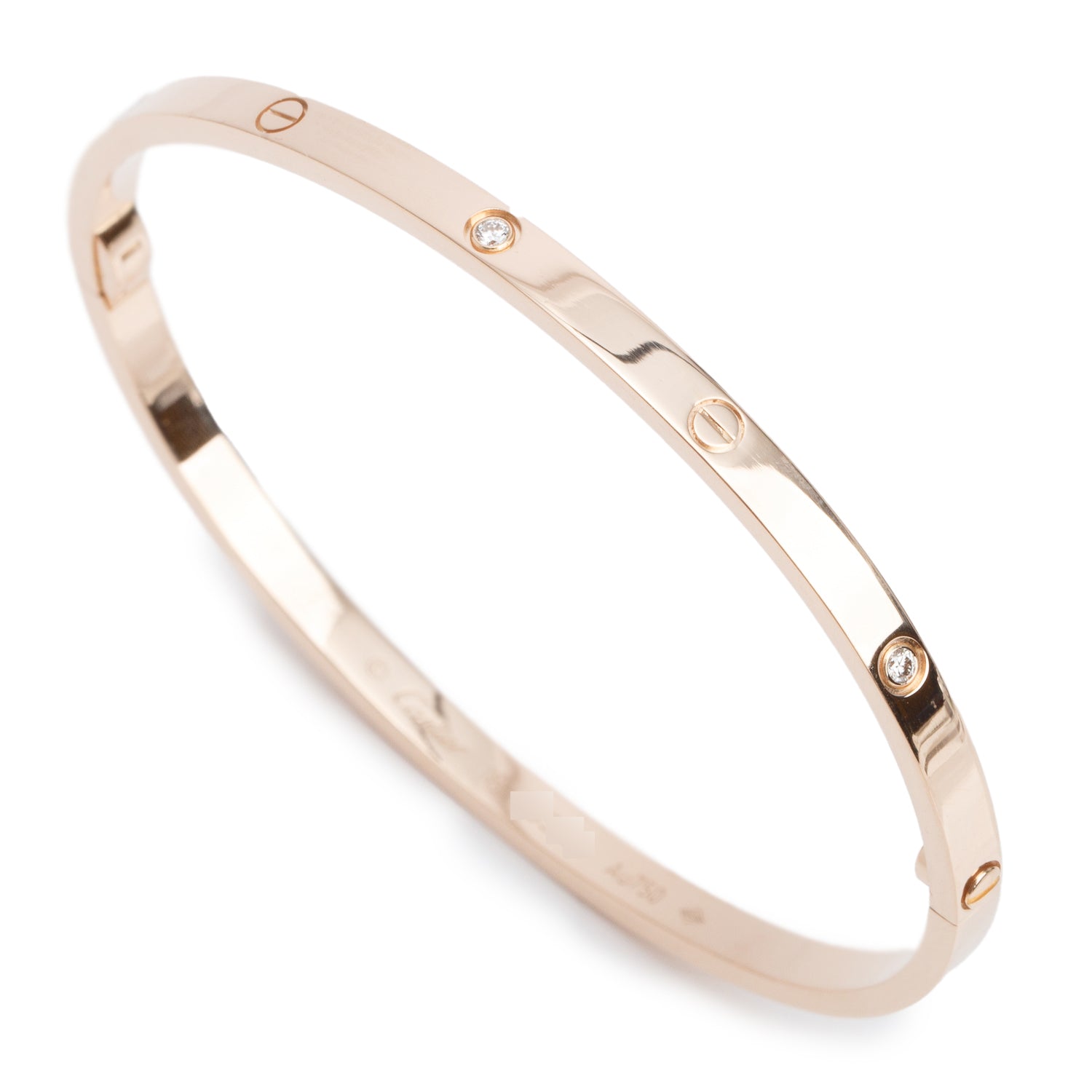 Cartier 2020 18k Rose Gold 6 Diamond Love Bracelet, Small Model Size 18 w/ Box & Certificate