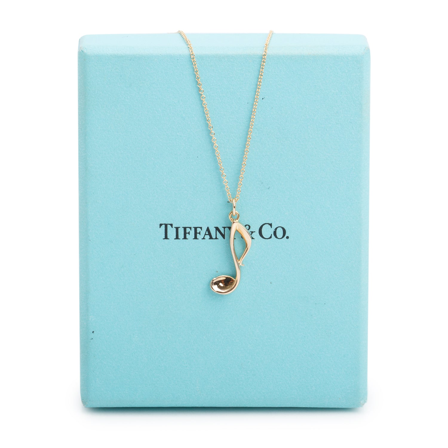 Tiffany & Co. Paloma Picasso 18k Yellow Gold Graffiti Music Note Pendant Necklace w/ Box