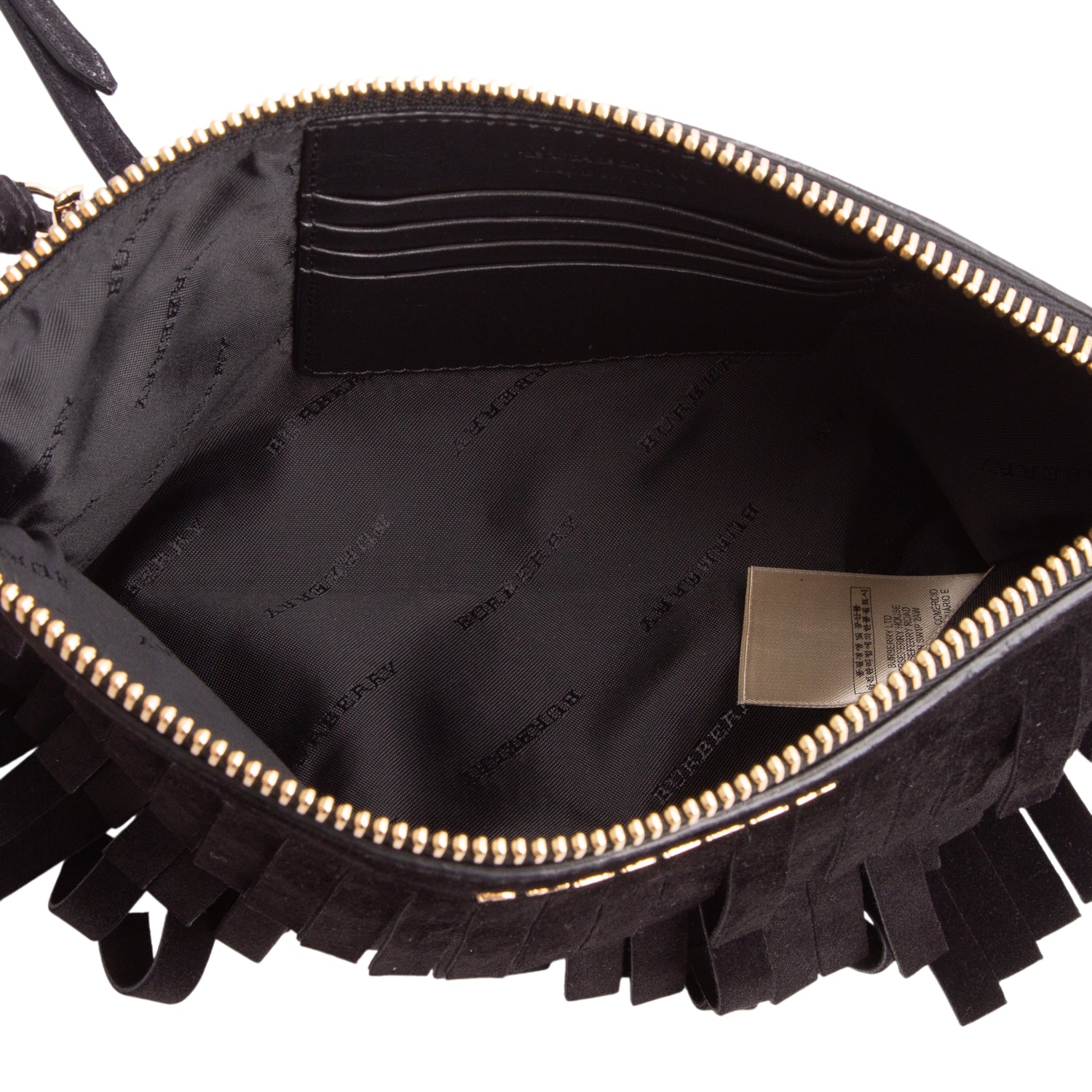 Burberry Black Suede Peyton Fringe Crossbody Bag