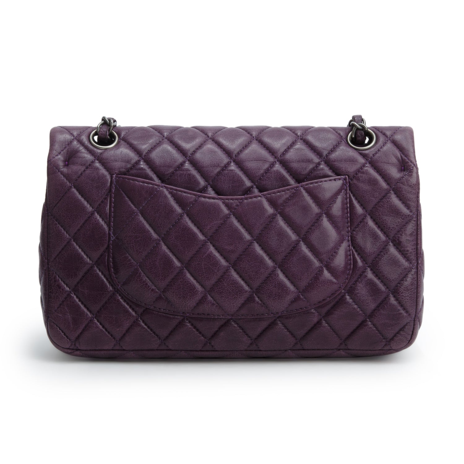 Chanel Purple Lambskin Quilted Medium Double Flap