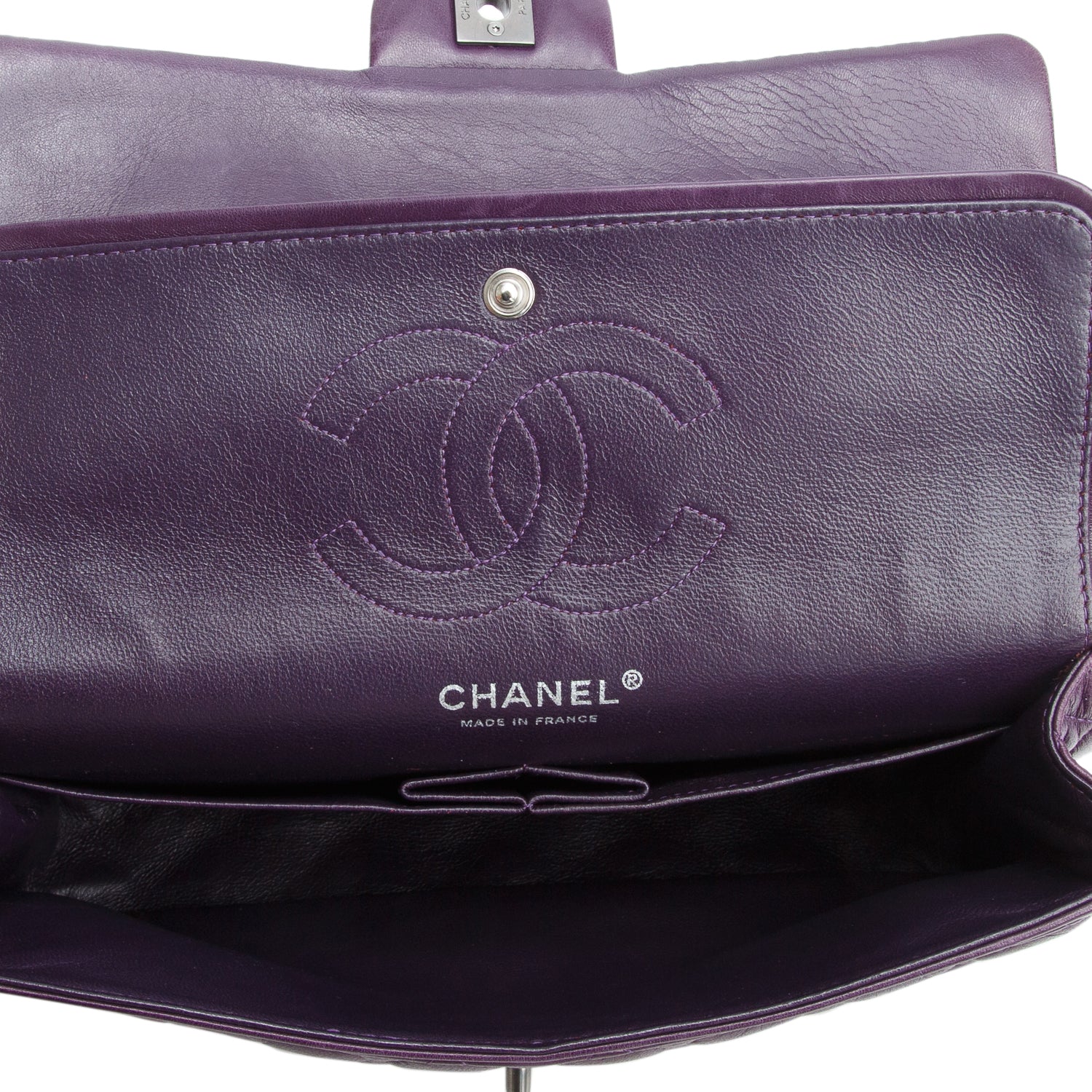 Chanel Purple Lambskin Quilted Medium Double Flap