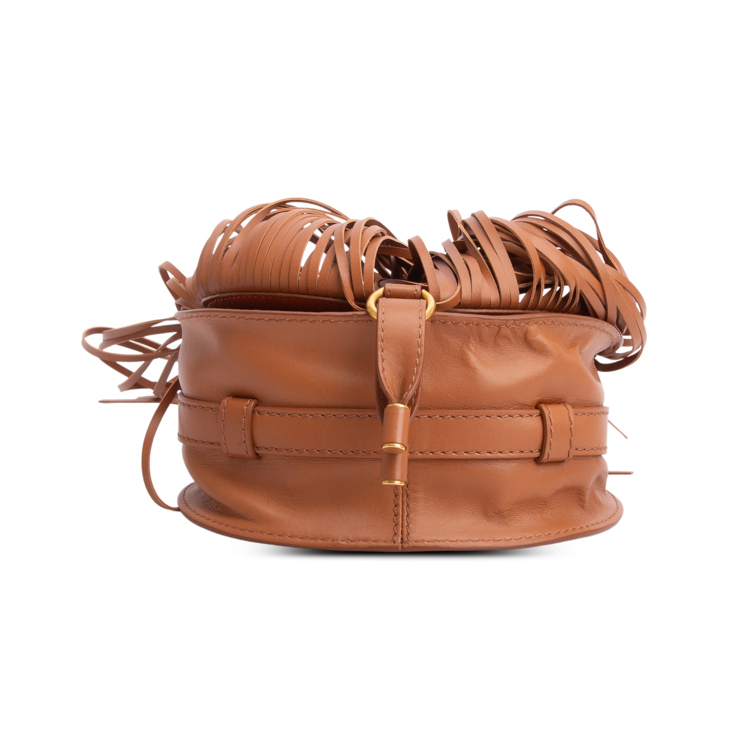 Chloe Brown Calfskin Leather Small Marcie Fringe Crossbody Bag