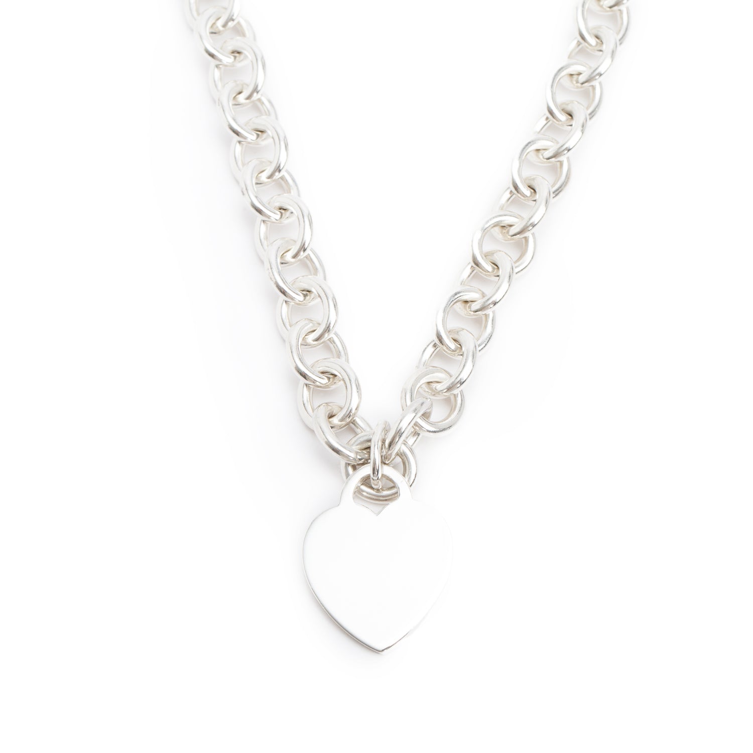 Tiffany & Co. Sterling Silver Heart Tag Chain Link Necklace