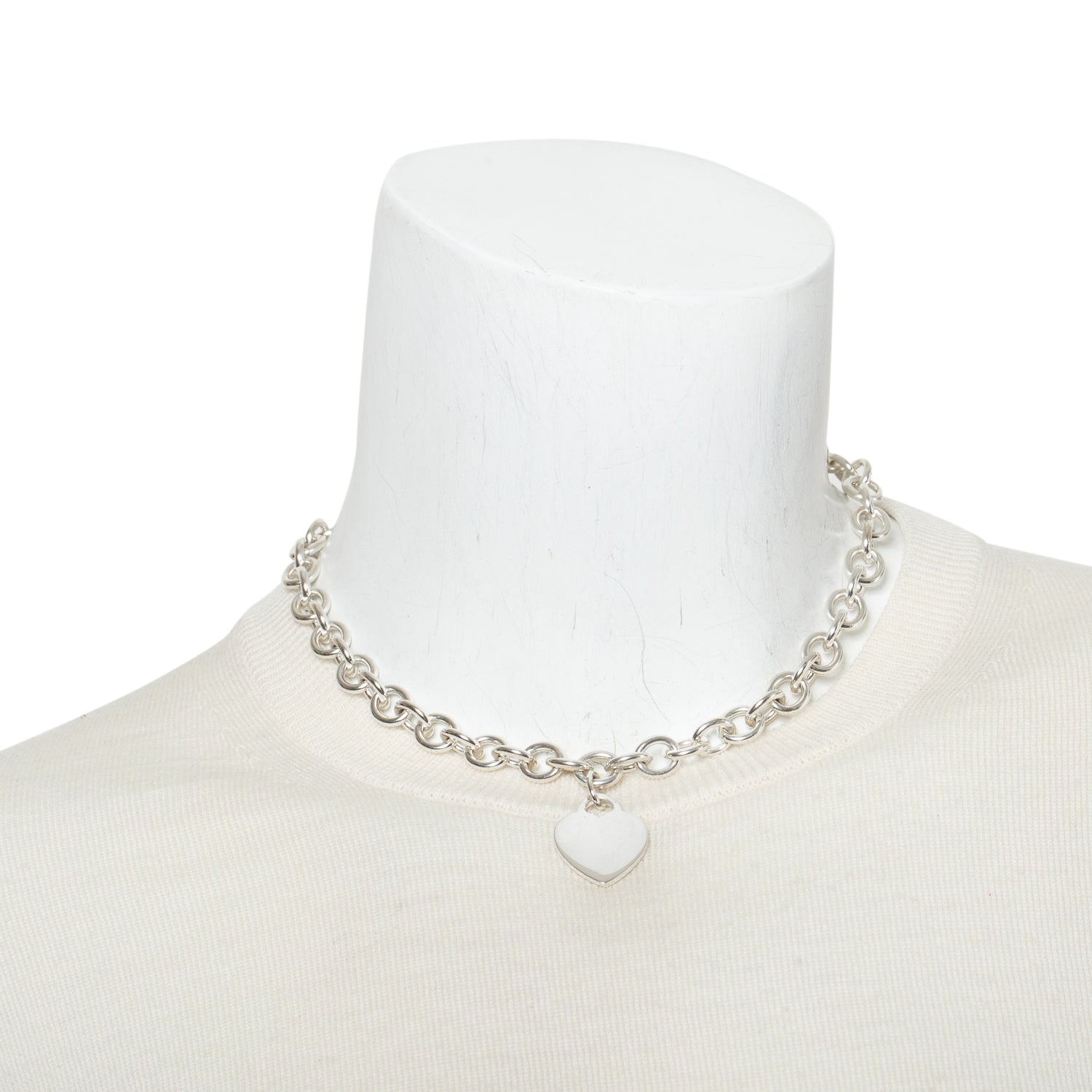 Tiffany & Co. Sterling Silver Heart Tag Chain Link Necklace