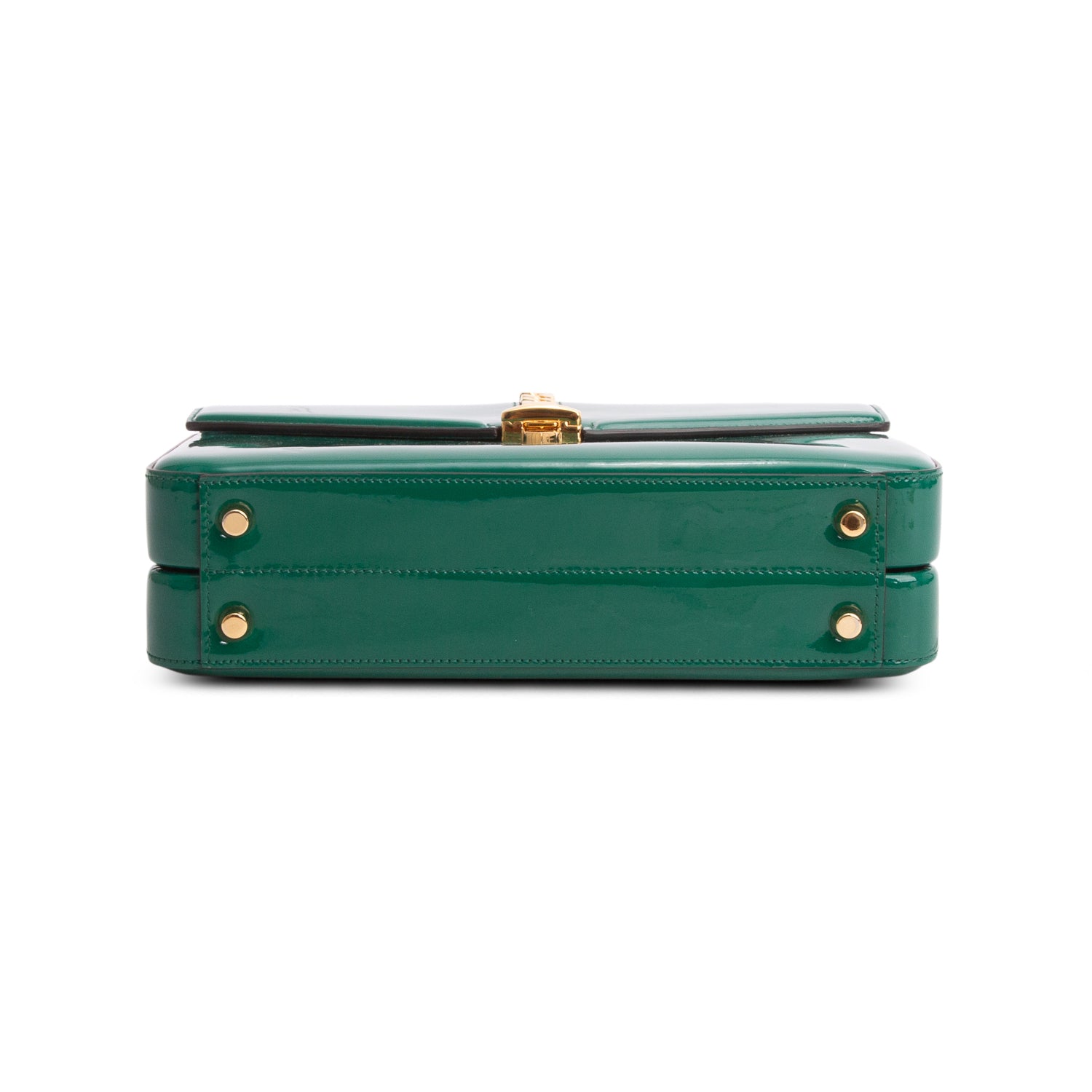 Gucci Green Mousse Top Patent Small Sylvie 1969 Small Top Handle Bag w/ Chain