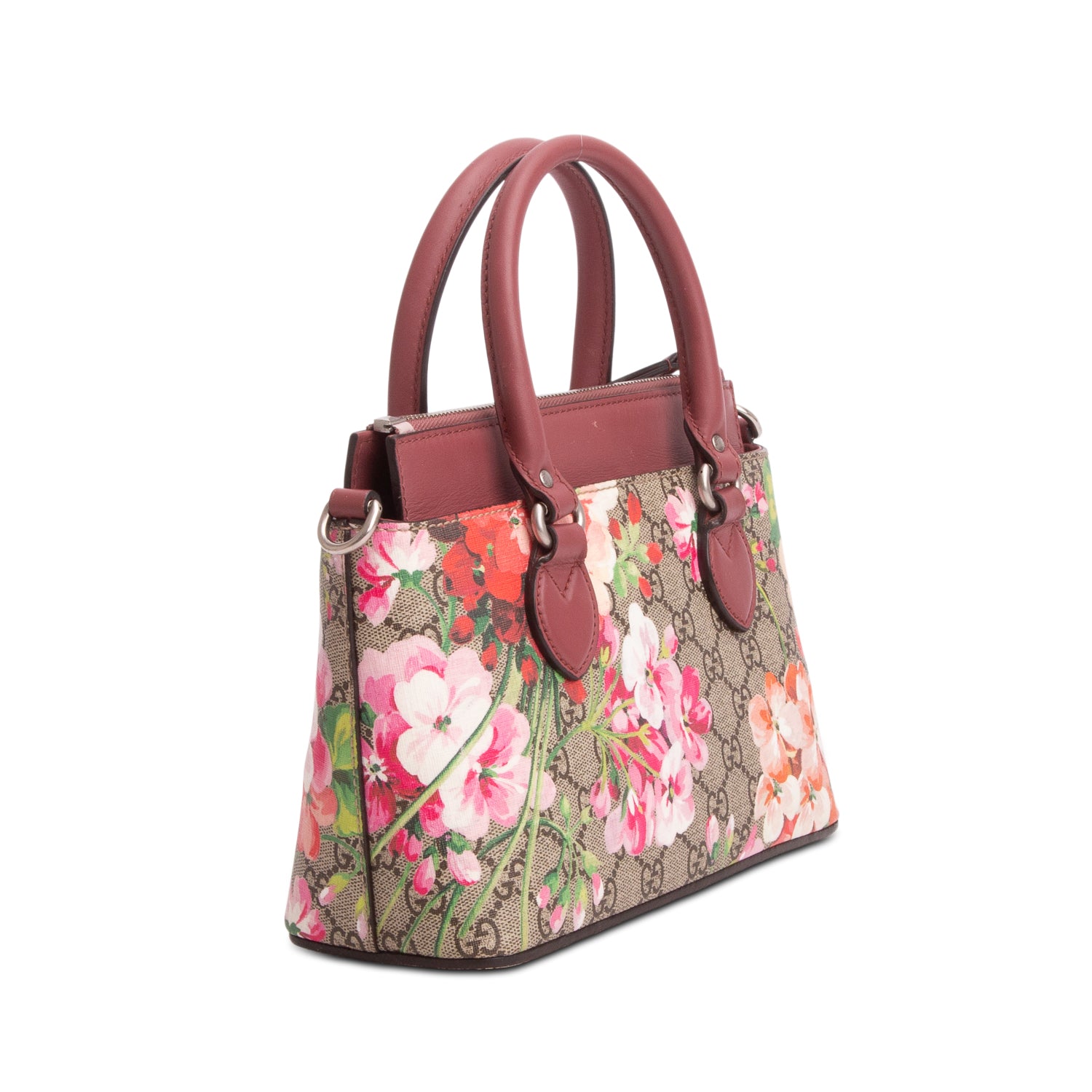 Gucci GG Supreme Blooms Small Top Handle Bag w/ Strap