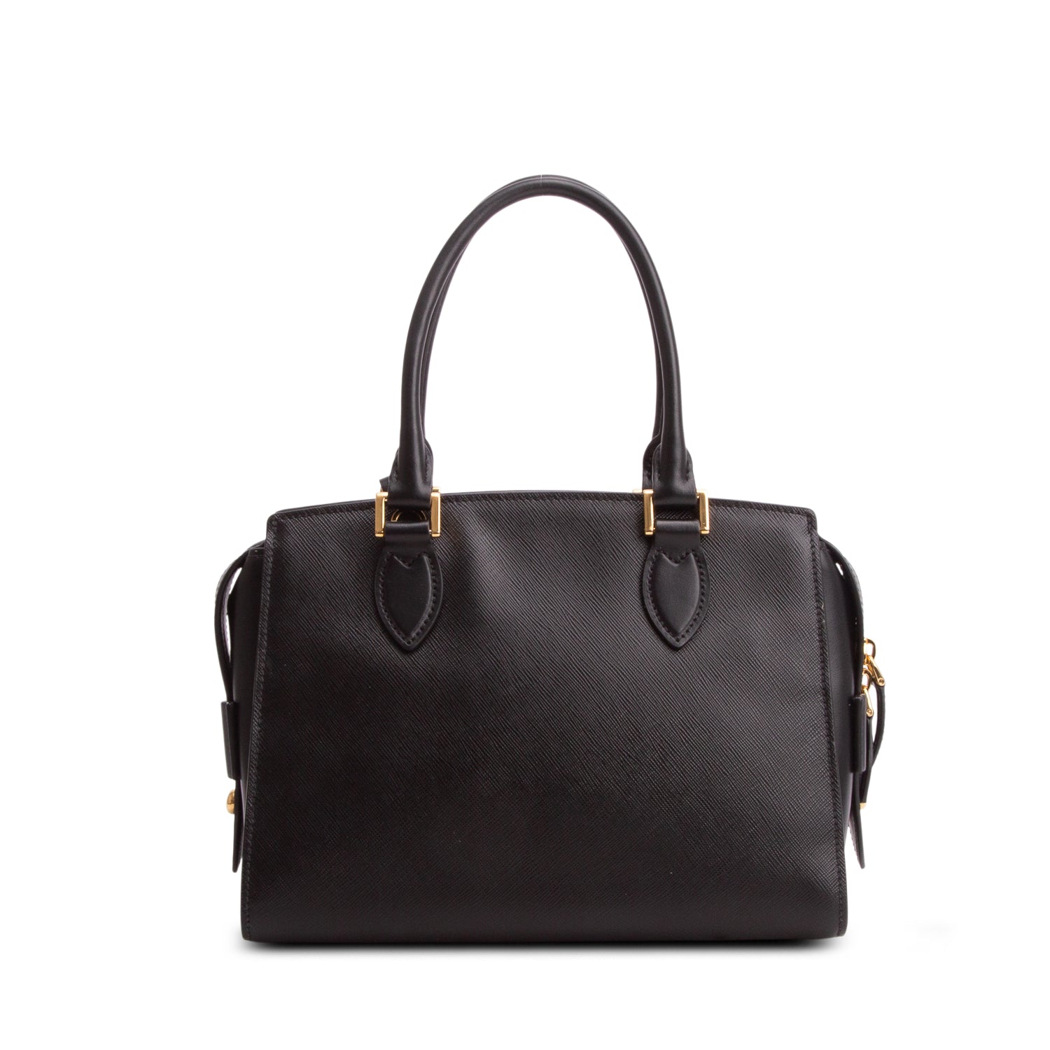 Prada Black Saffiano Soft Calfskin Small Zippered Tote w/ Strap