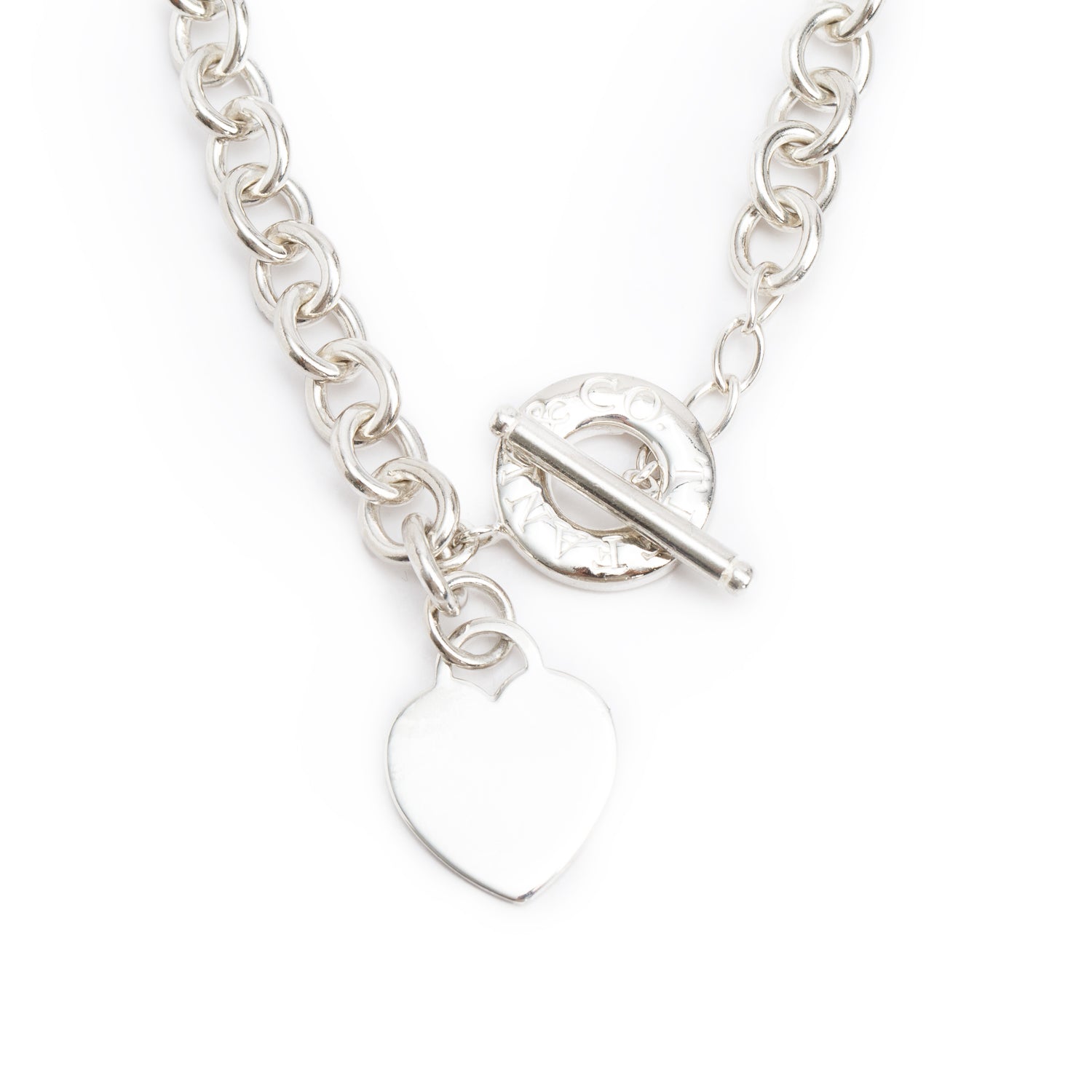 Tiffany & Co. Sterling Silver Heart Tag Necklace with Toggle Clasp