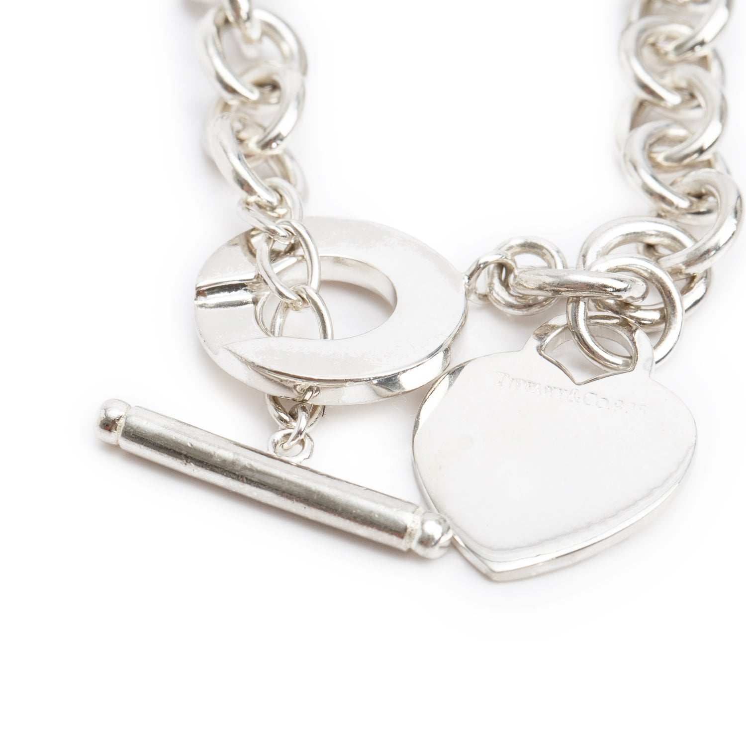 Tiffany & Co. Sterling Silver Heart Tag Necklace with Toggle Clasp