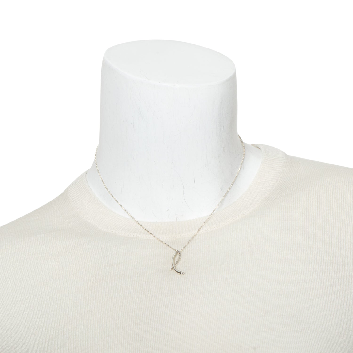 Tiffany & Co. Elsa Peretti Sterling Silver Small Alphabet Letter "L" Pendant Necklace