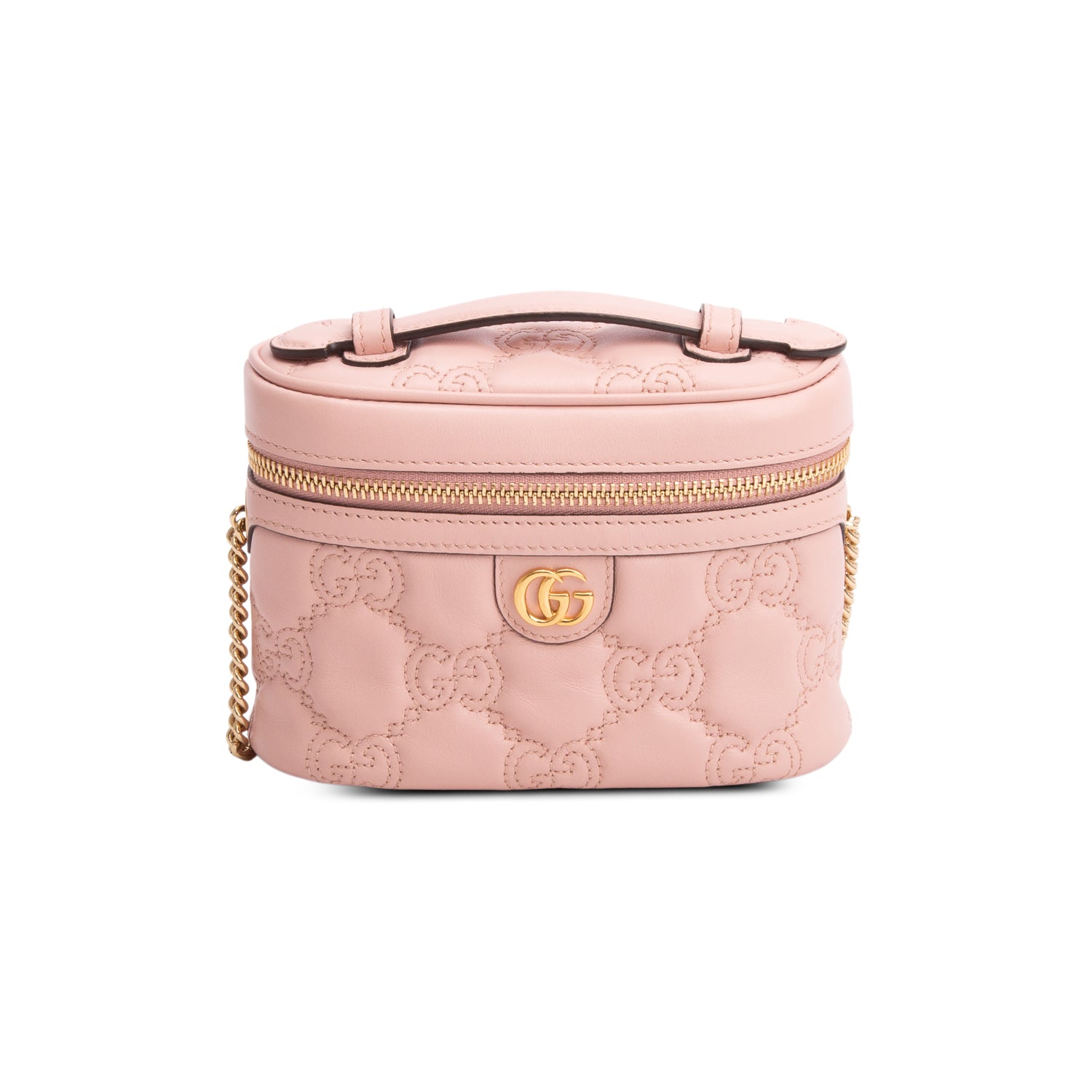 Gucci Pink Calfskin GG Matelasse Mini Top Handle Bag