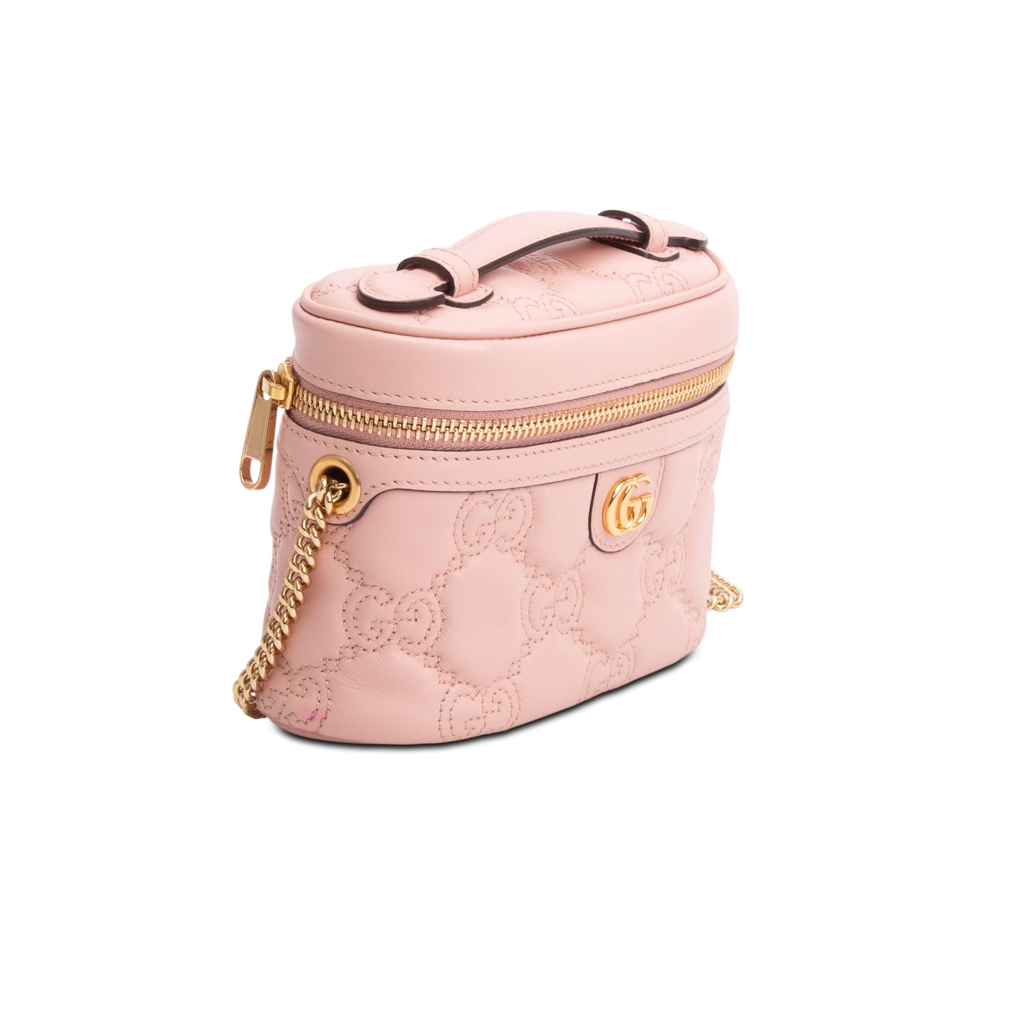 Gucci Pink Calfskin GG Matelasse Mini Top Handle Bag