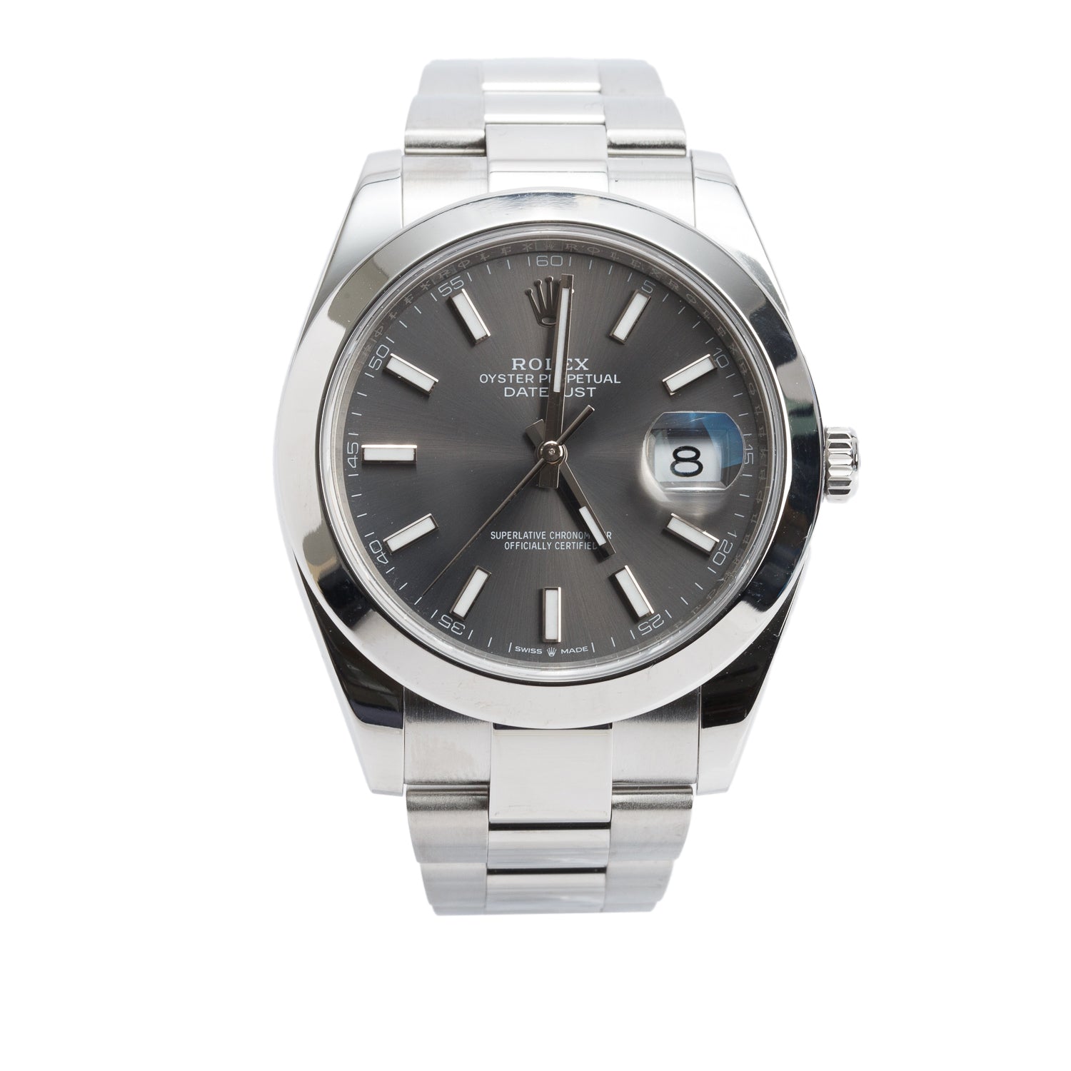 Rolex Stainless Steel Datejust 41 MM Slate Grey Dial Automatic Watch 126300 w/ Box