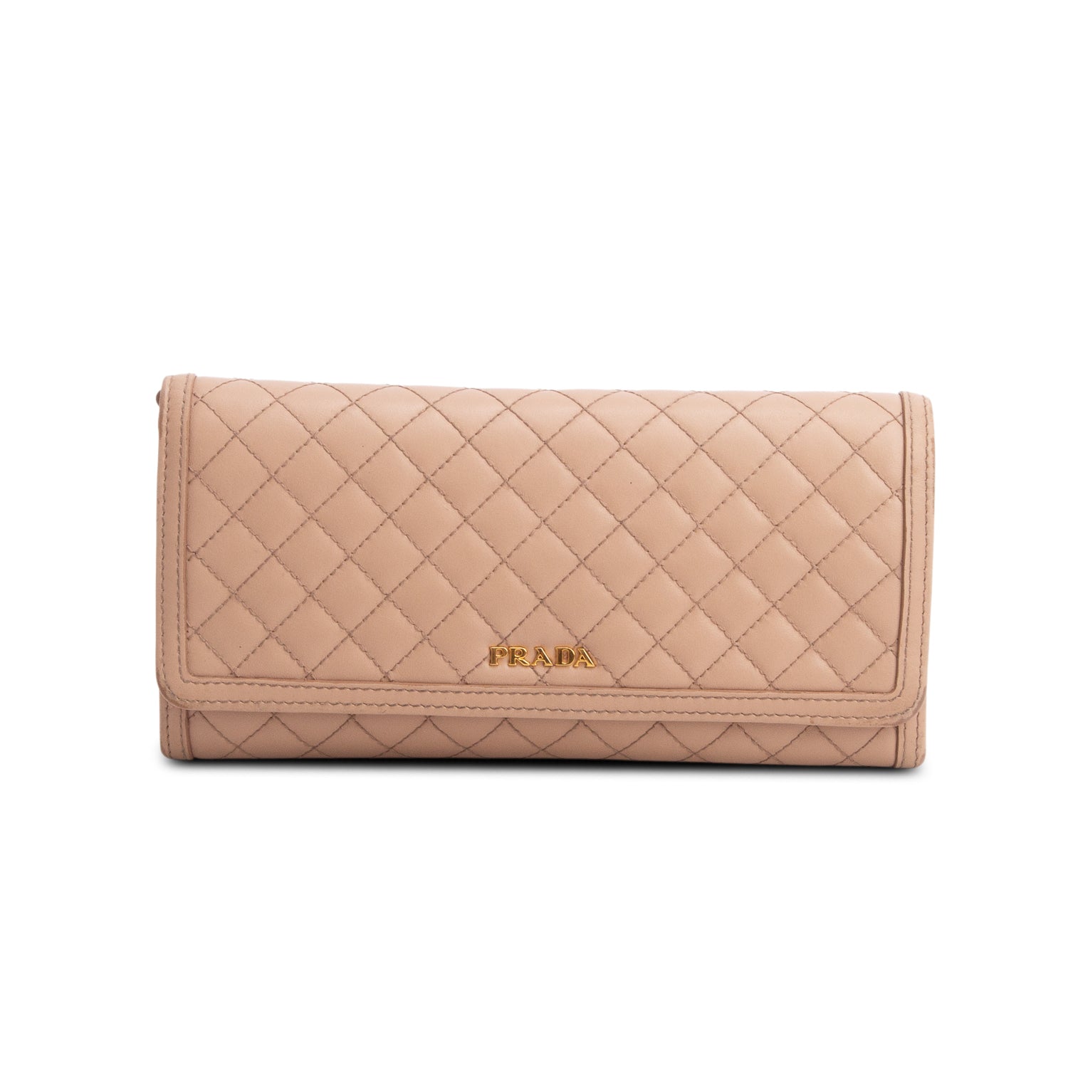 Prada Brown Soft Calf Quilted Wallet on Chain