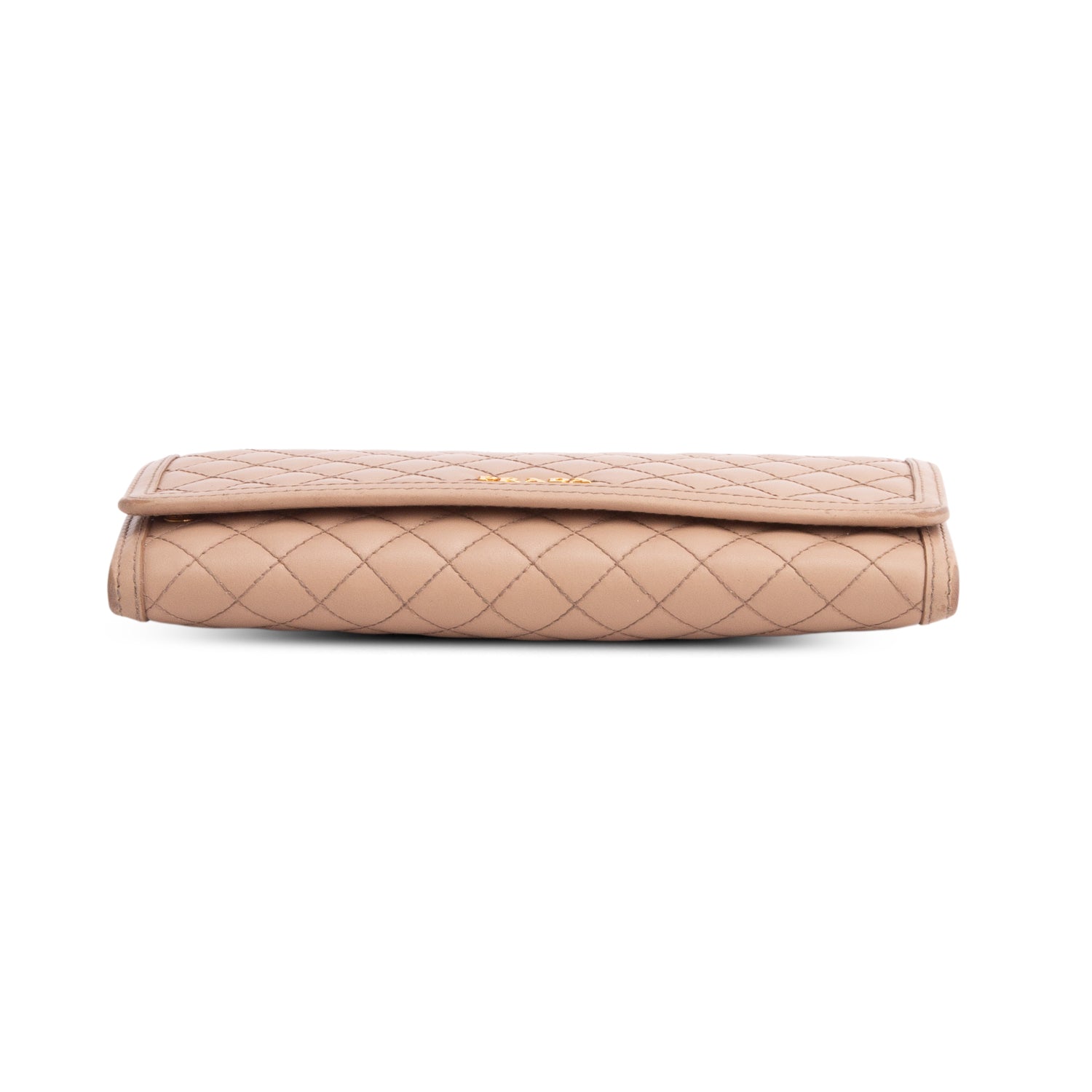 Prada Brown Soft Calf Quilted Wallet on Chain