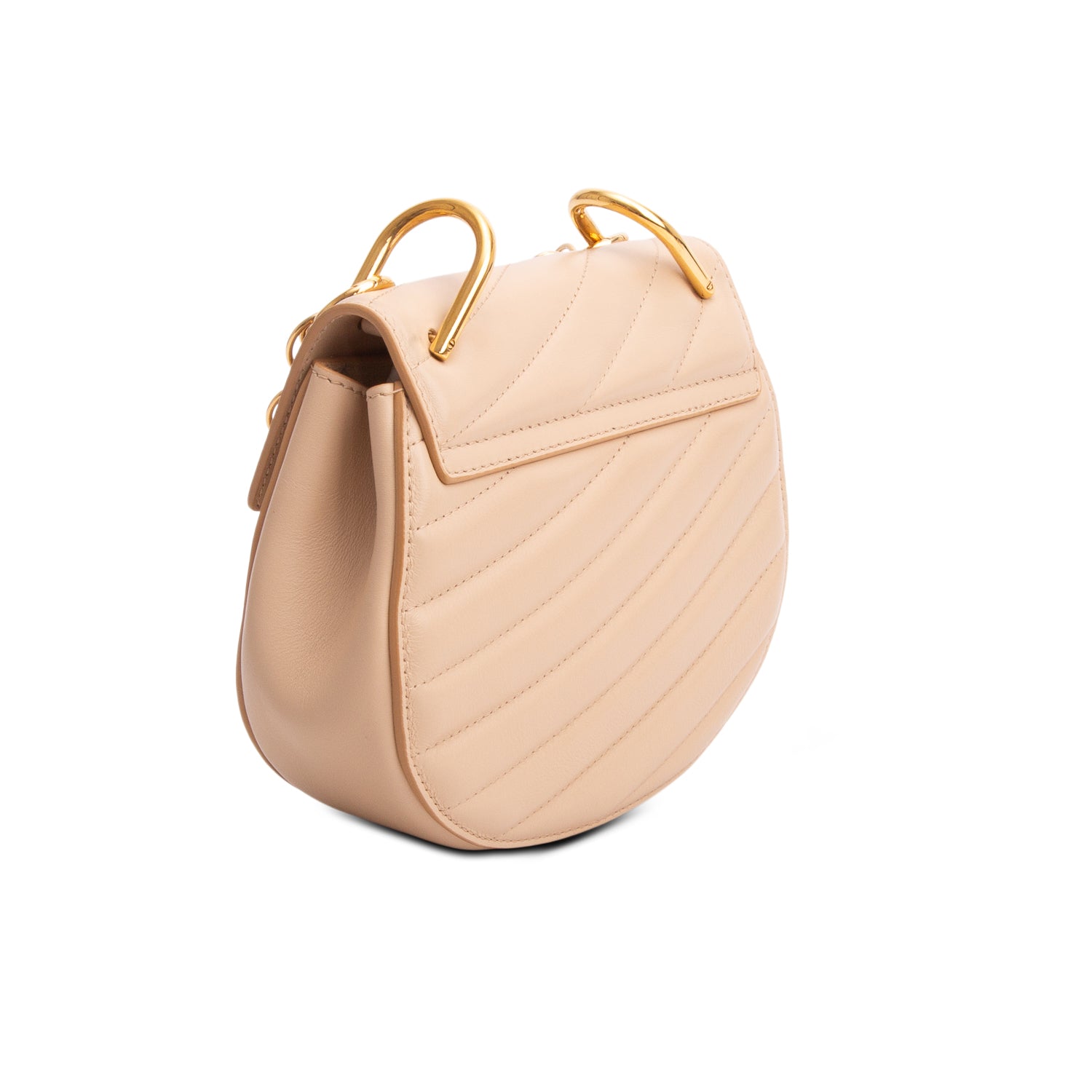 Chloe Beige Calfskin Quilted Mini Drew Bijou Shoulder Bag w/ Strap