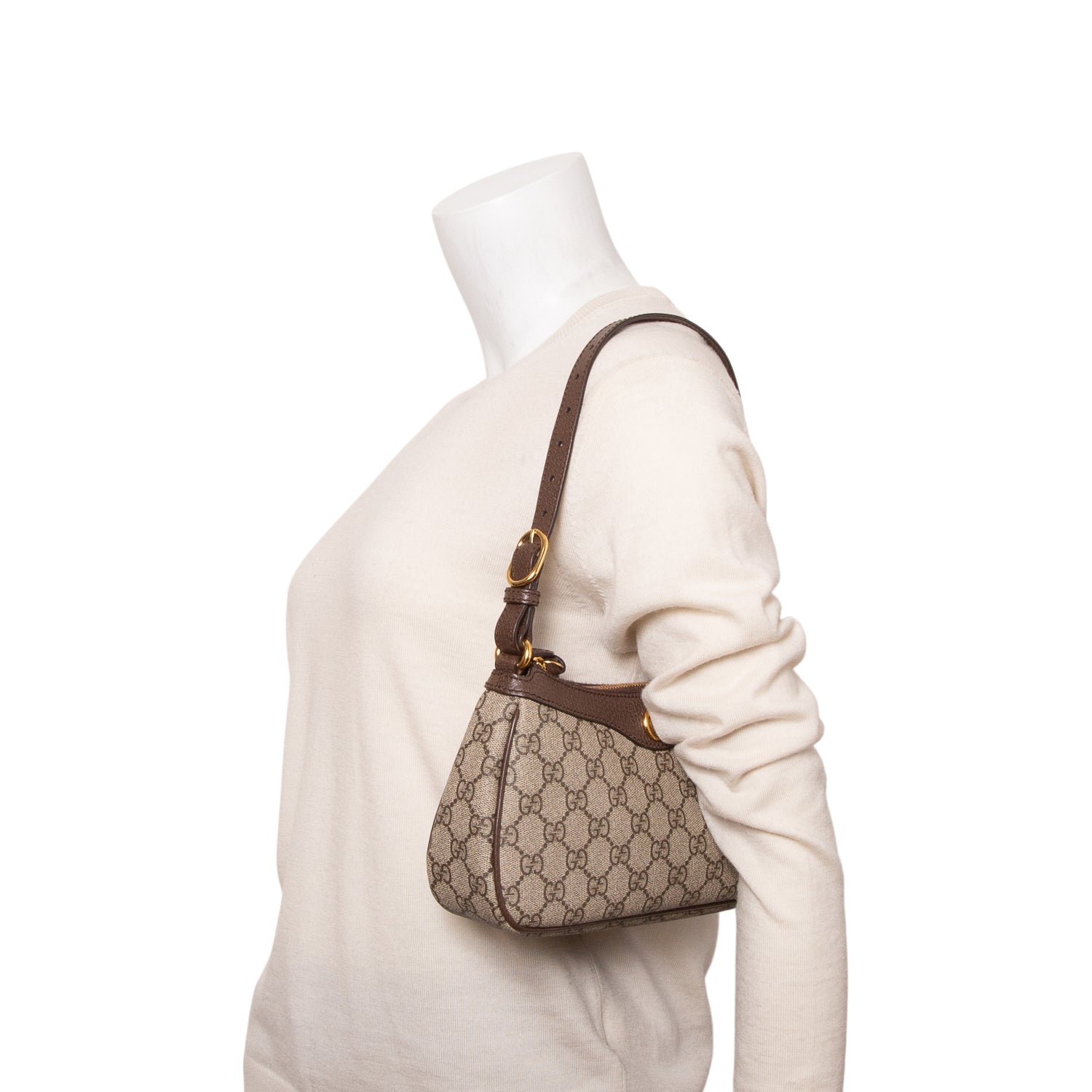 Gucci GG Supreme Monogram Textured Dollar Calfskin Small Ophidia Shoulder Bag