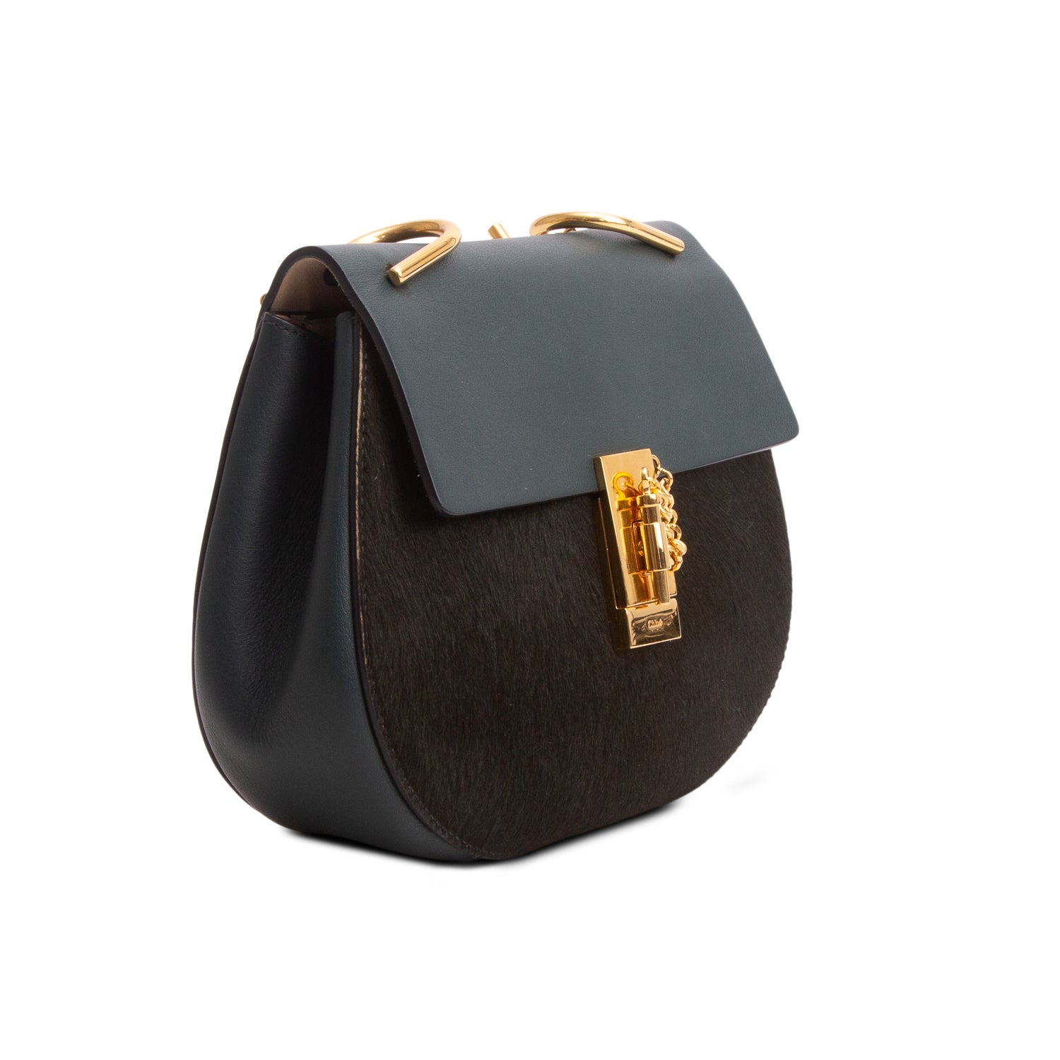Chloe Green Calfskin & Ponyhair Small Drew Shoulder Bag