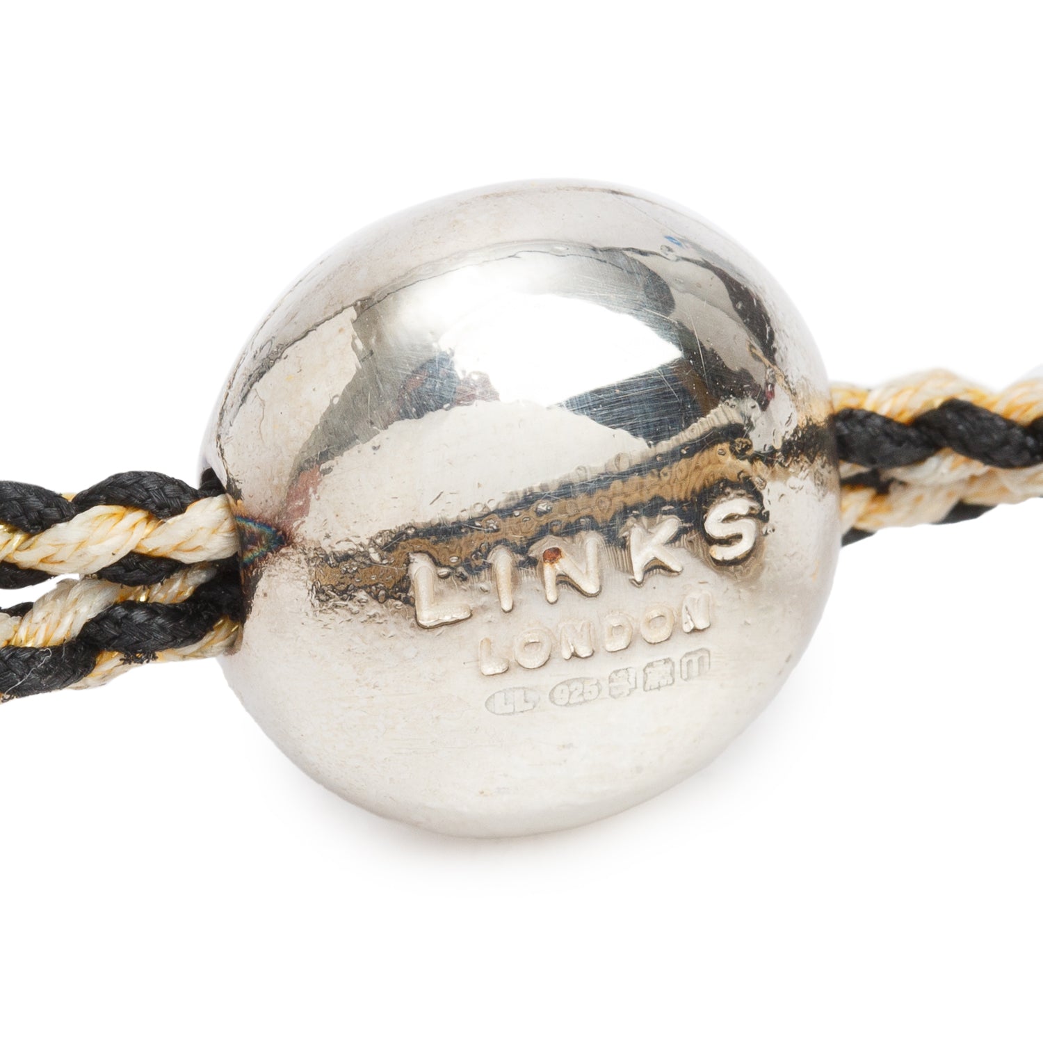 Links of London Sterling Silver Black & Gold Cord Friendship Bracelet