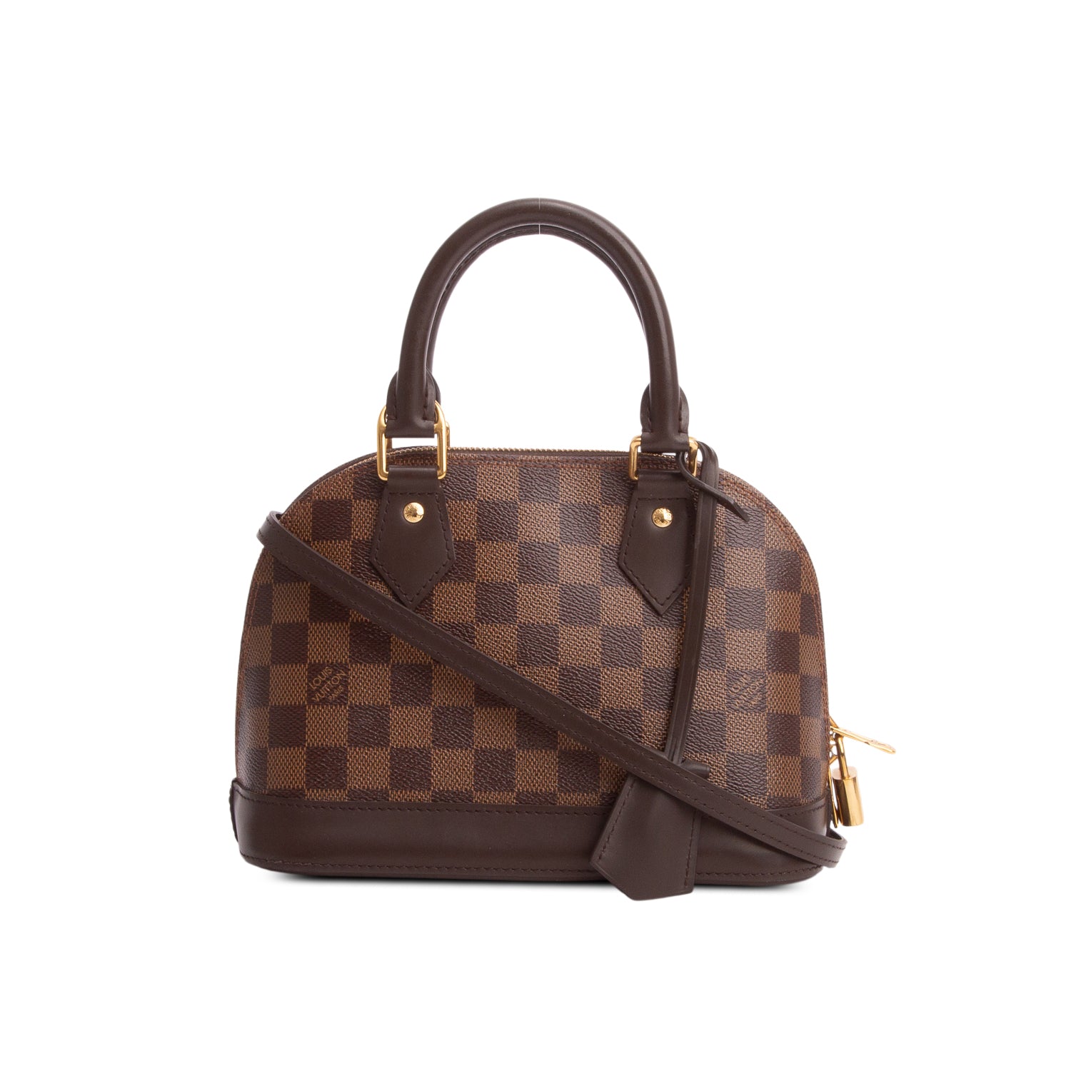 Louis Vuitton 2020 Damier Ebene Alma BB w/ Strap & Receipt