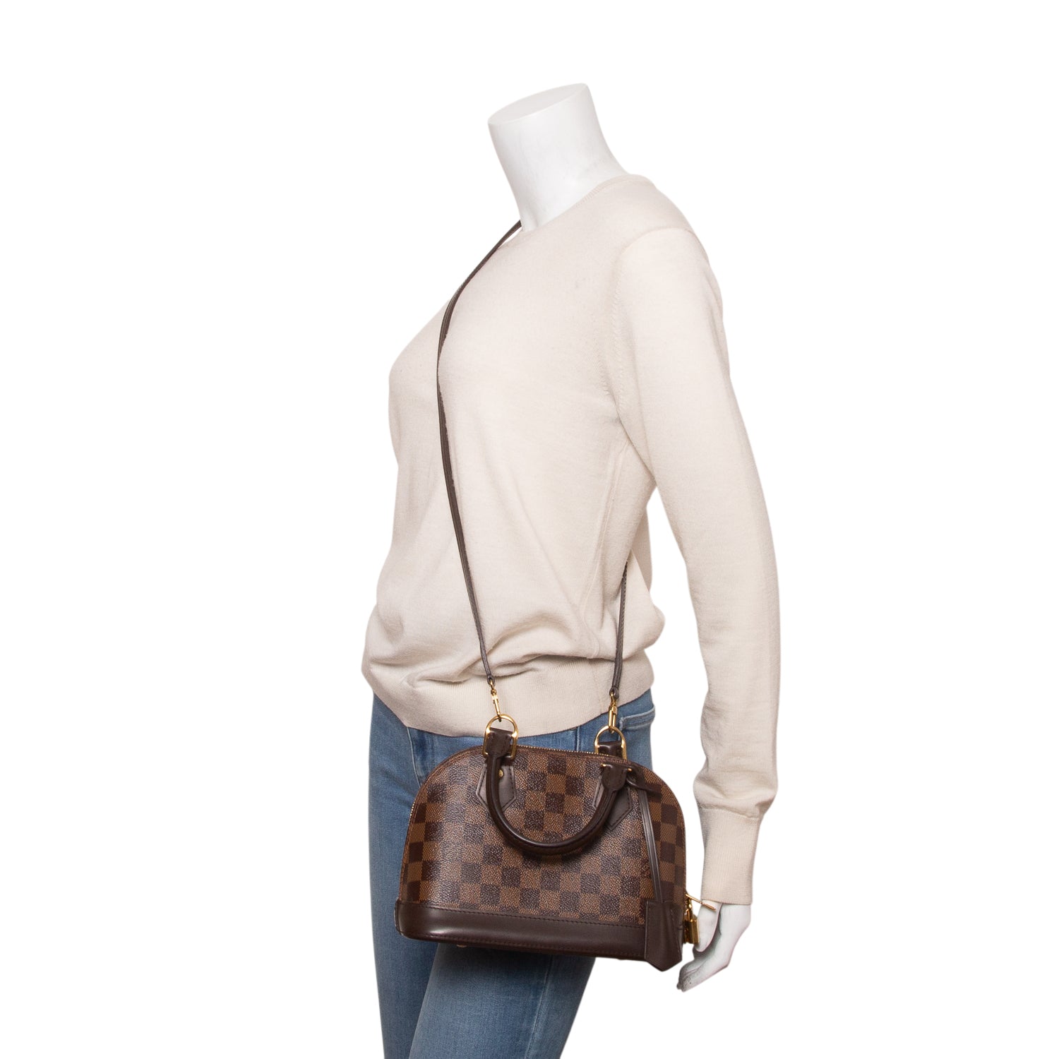 Louis Vuitton 2020 Damier Ebene Alma BB w/ Strap & Receipt