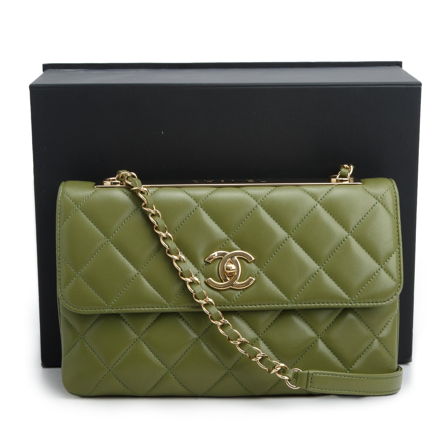 Chanel Green Lambskin Quilted Medium Trendy CC Flap w/ Box & Authenticity Card