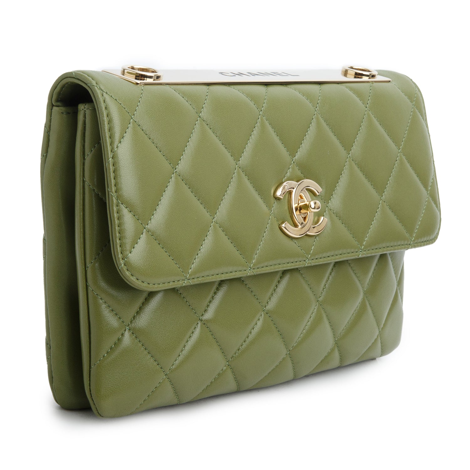 Chanel Green Lambskin Quilted Medium Trendy CC Flap w/ Box & Authenticity Card