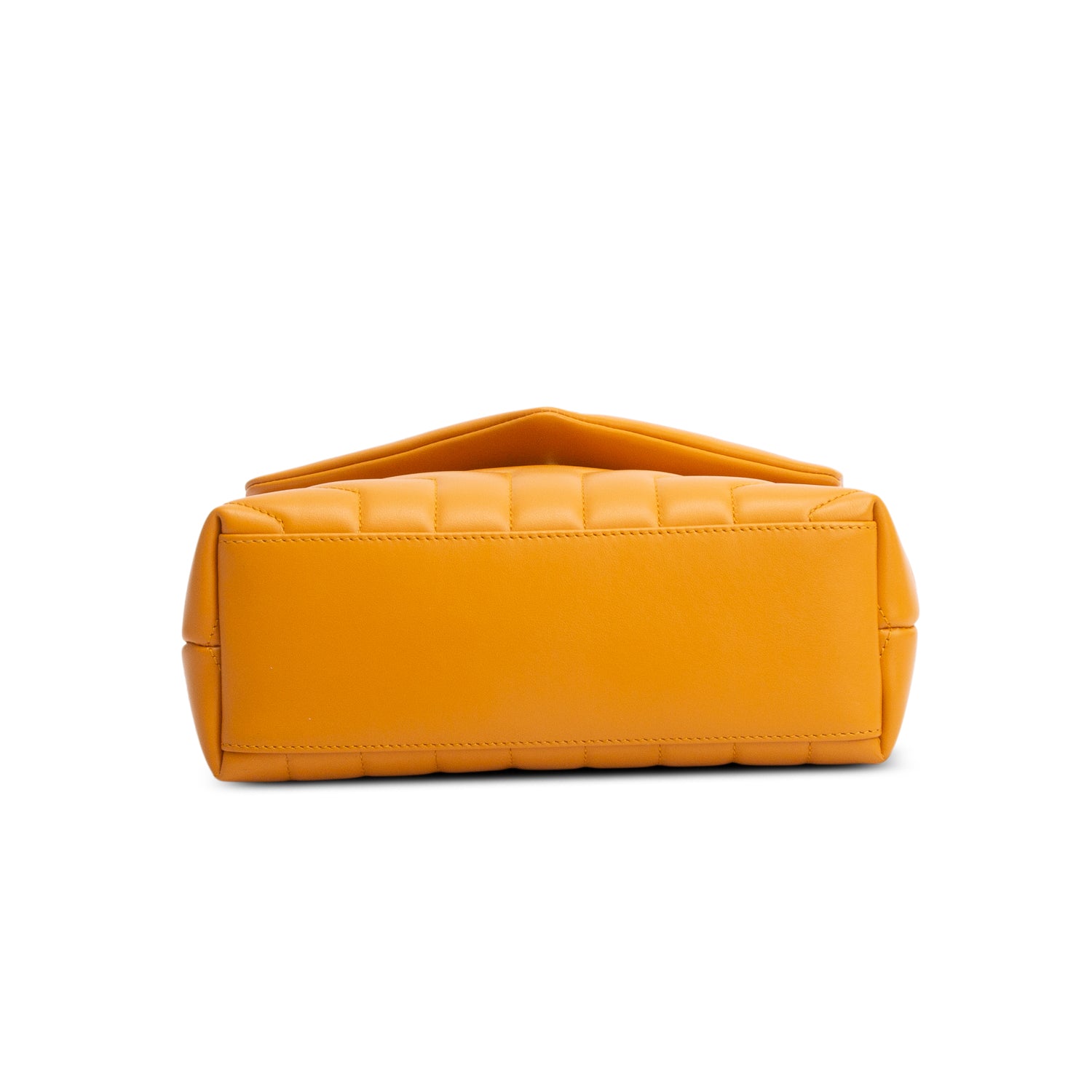 Saint Laurent 2021 Yellow Calfskin Y Quilted Monogram Small Loulou Chain Satchel