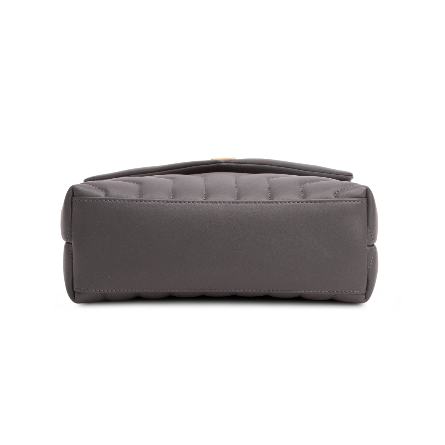 Saint Laurent 2022 Grey Calfskin Y Quilted Monogram Small Loulou Chain Satchel