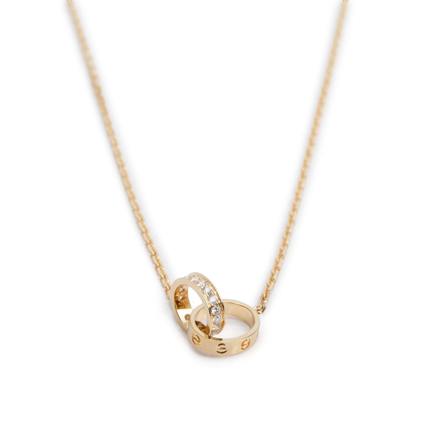 Cartier 2026 18k Yellow Gold Half-Paved Diamond Love Pendant Necklace w/ Box, Receipt & Certificate