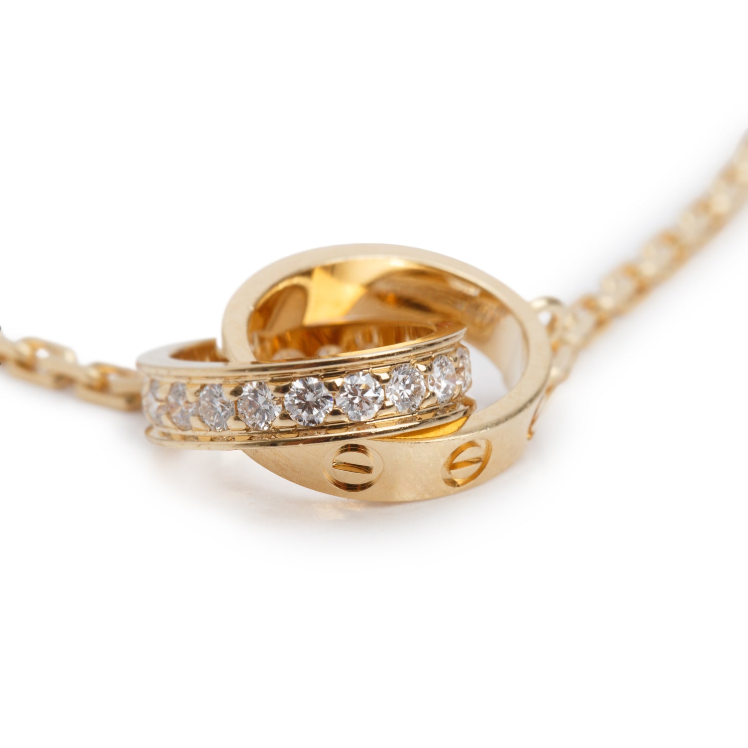 Cartier 2026 18k Yellow Gold Half-Paved Diamond Love Pendant Necklace w/ Box, Receipt & Certificate