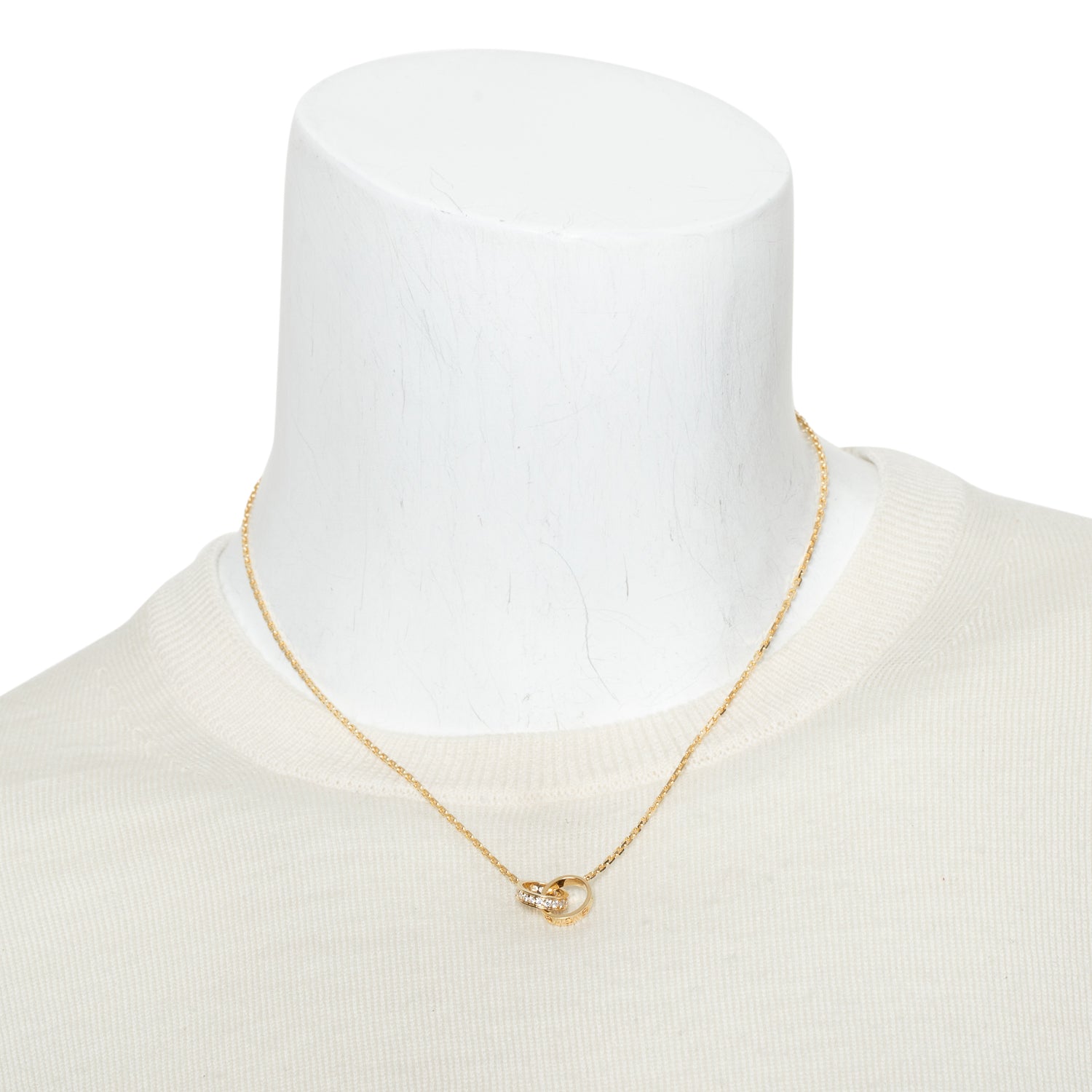 Cartier 2026 18k Yellow Gold Half-Paved Diamond Love Pendant Necklace w/ Box, Receipt & Certificate