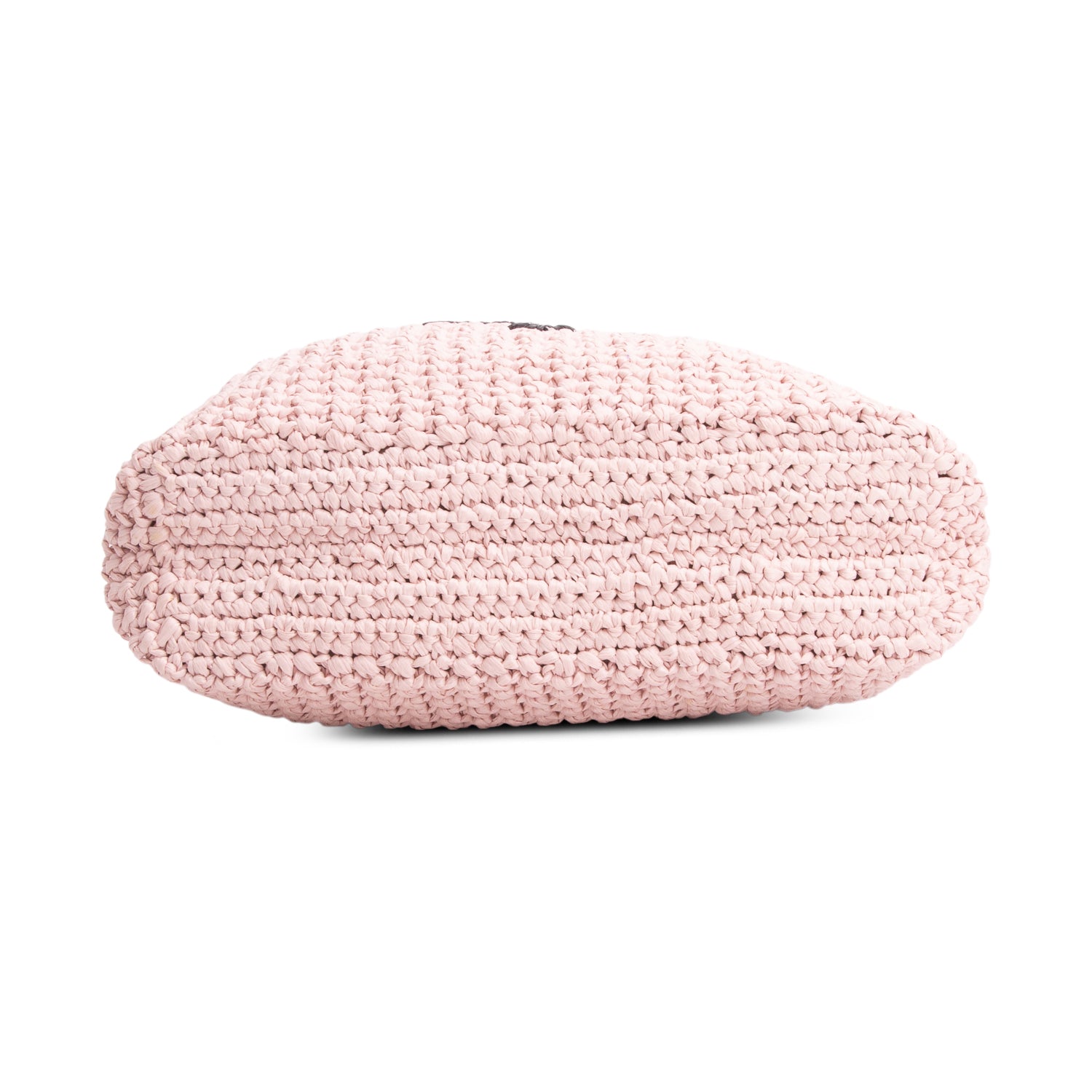 Prada Pink Yarn Raffia Effect Crochet Logo Embroidered Small Tote Bag