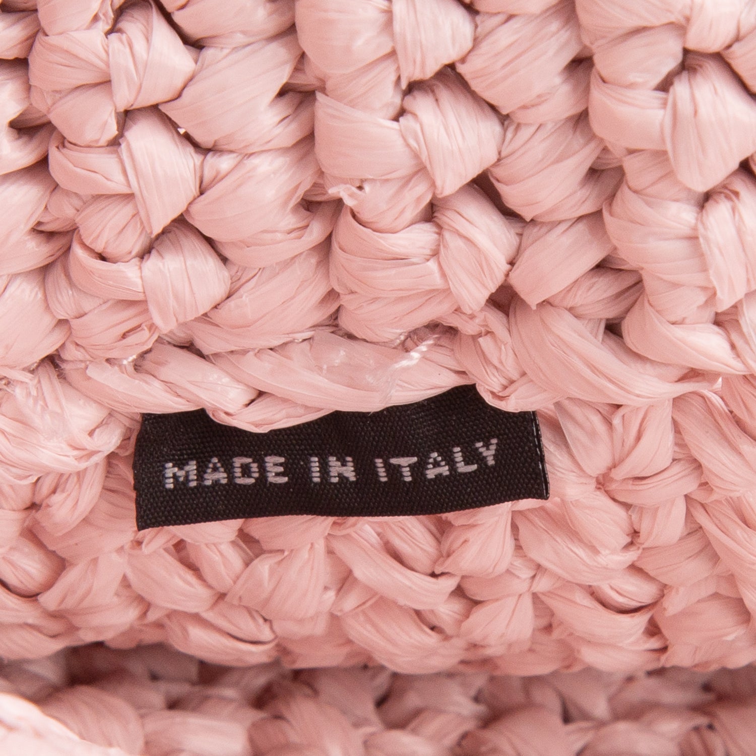 Prada Pink Yarn Raffia Effect Crochet Logo Embroidered Small Tote Bag