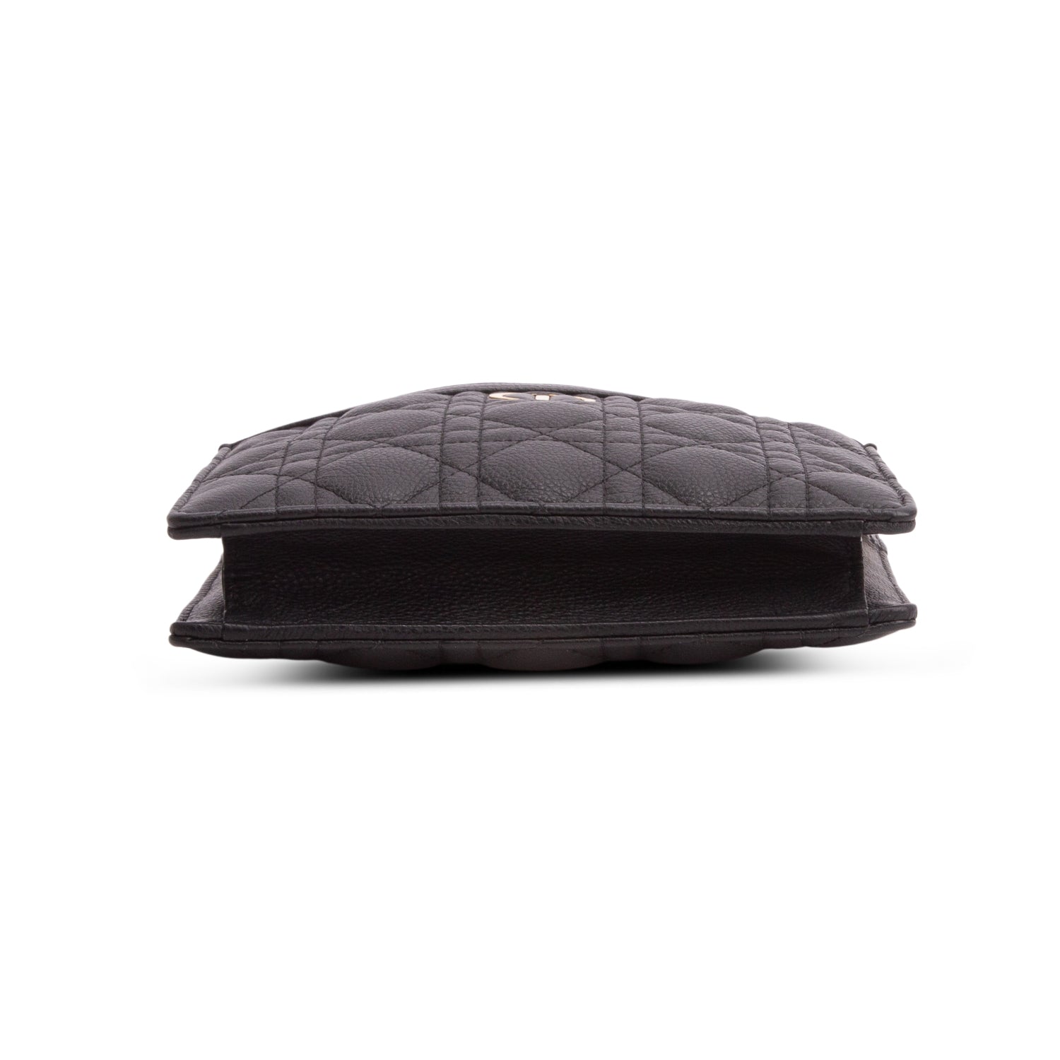 Christian Dior 2022 Black Calfskin Cannage Caro Zipped Pouch w/ Chain