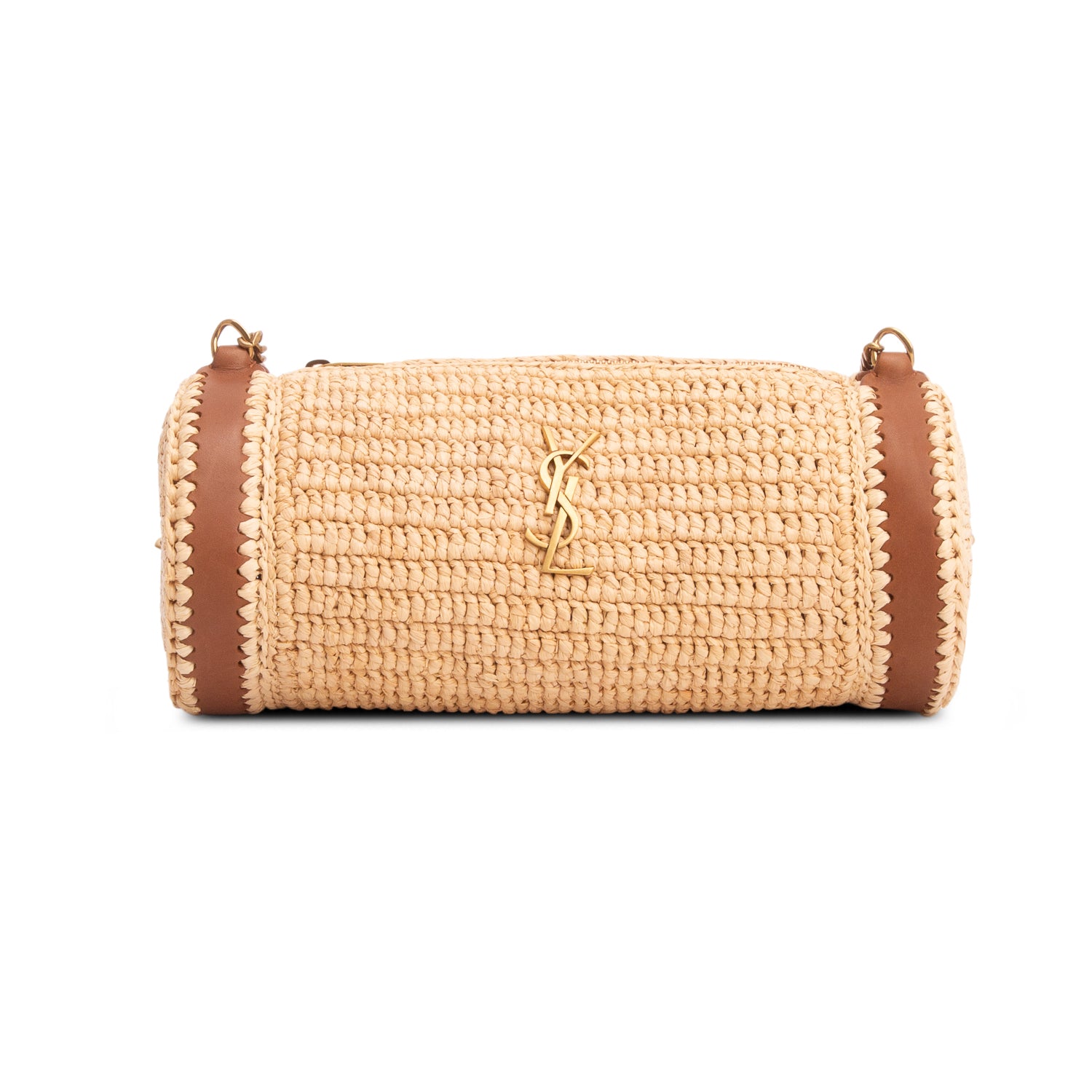 Saint Laurent 2023 Neutral Raffia Small Sade Tube Bag