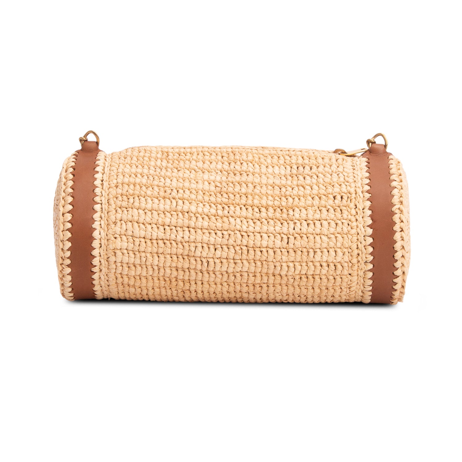 Saint Laurent 2023 Neutral Raffia Small Sade Tube Bag
