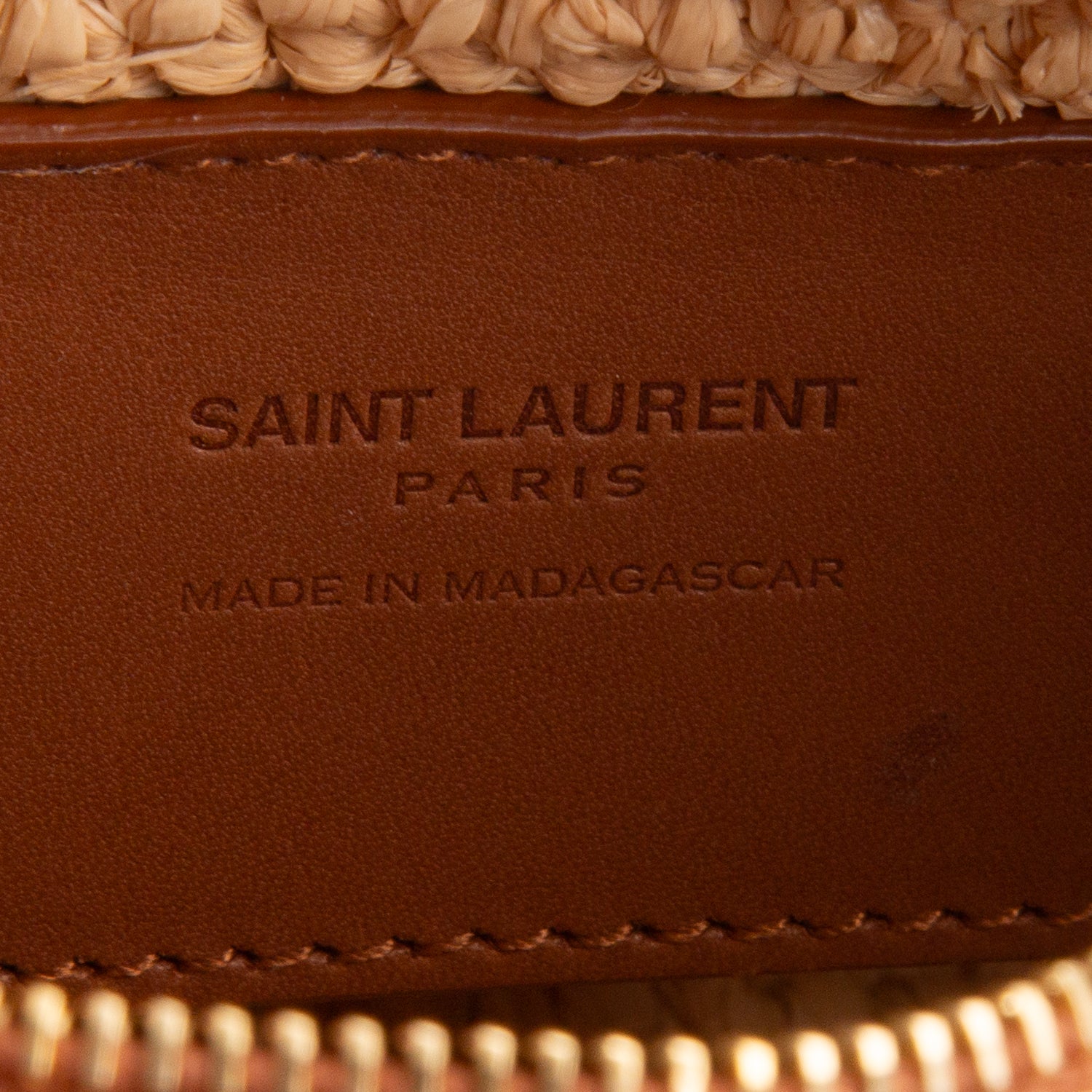Saint Laurent 2023 Neutral Raffia Small Sade Tube Bag