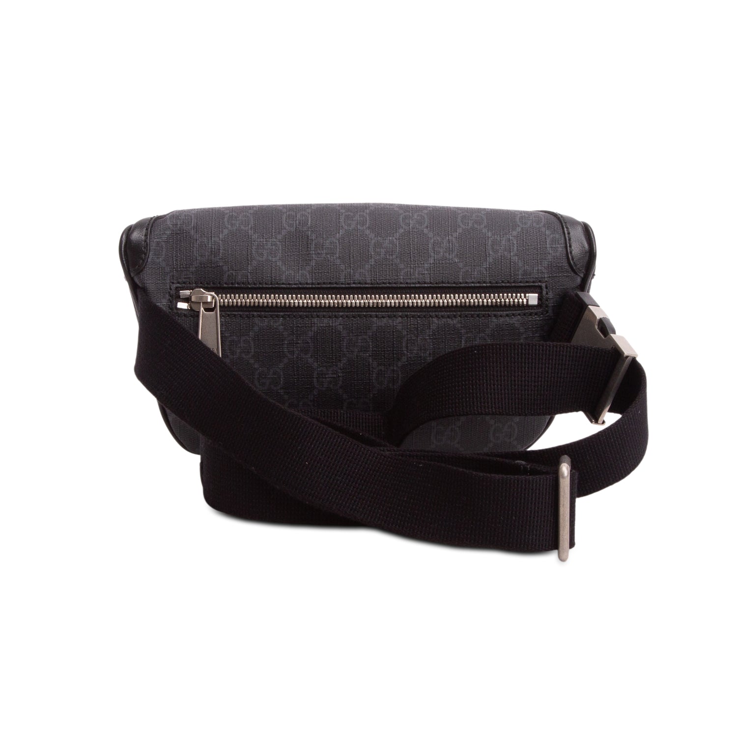 Gucci Black GG Supreme Monogram Textured Calfskin Retro Interlocking G Belt Bag