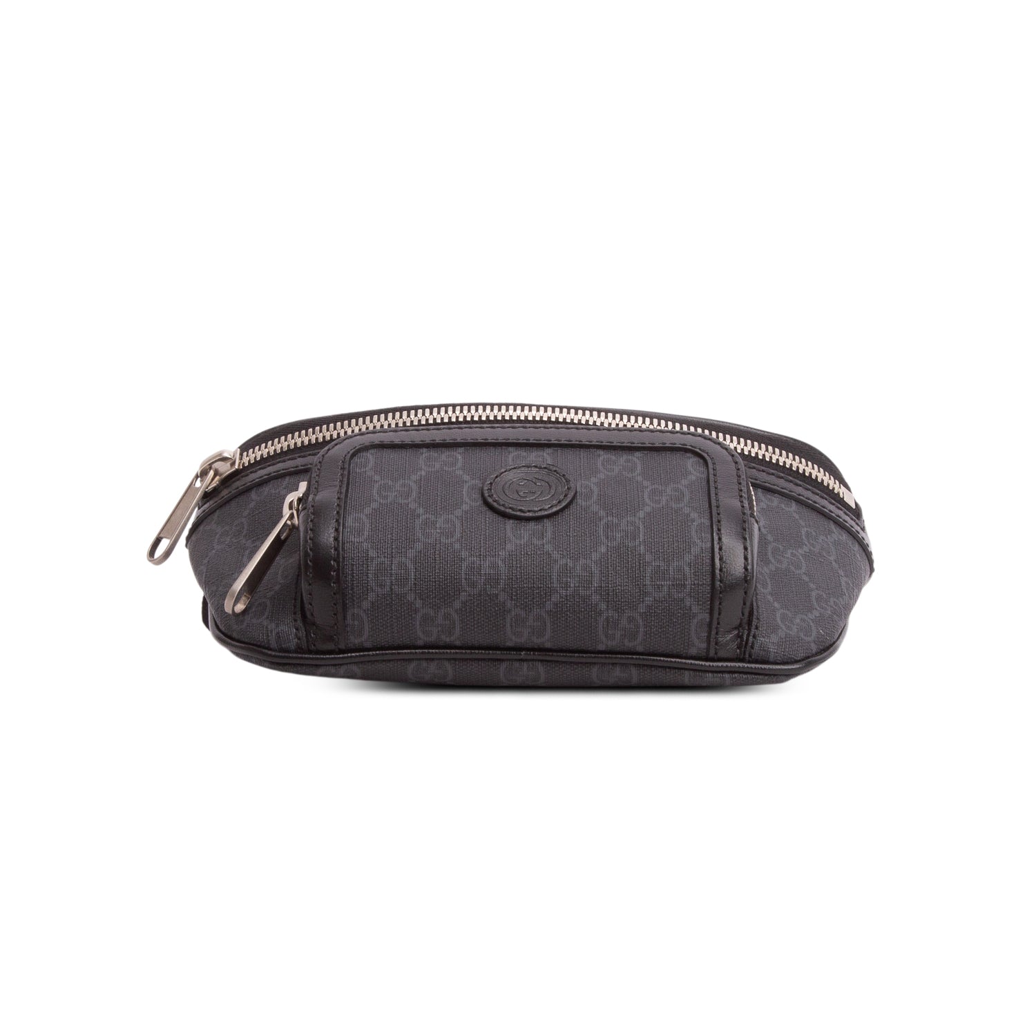 Gucci Black GG Supreme Monogram Textured Calfskin Retro Interlocking G Belt Bag