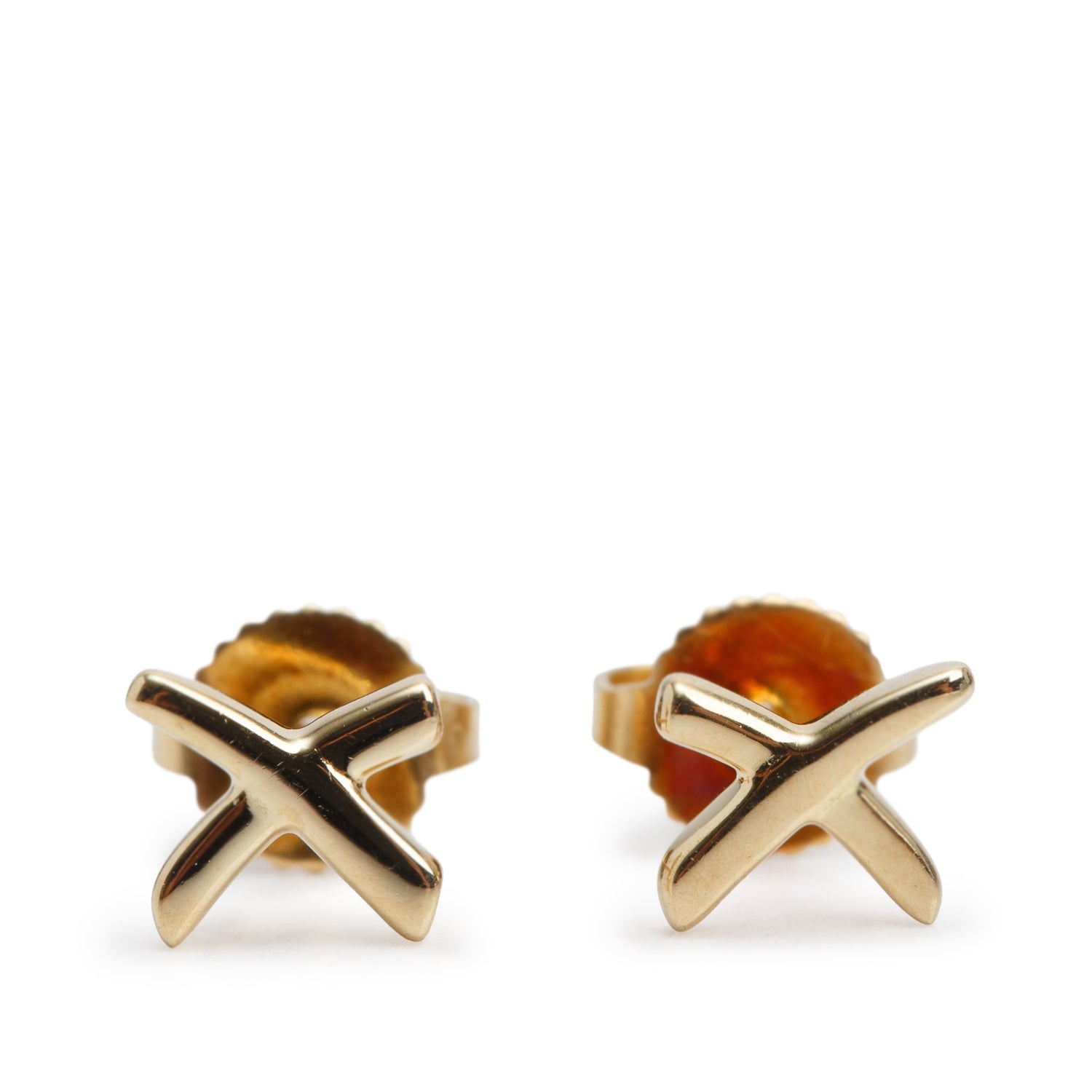 Tiffany & Co. Paloma Picasso 18k Yellow Gold Graffiti Mini X Stud Earrings w/ Box
