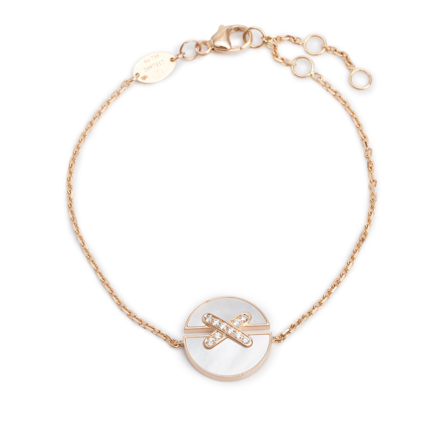 Chaumet 18k Rose Gold Mother of Pearl & Diamond Jeux de Liens Harmony Bracelet w/ Box