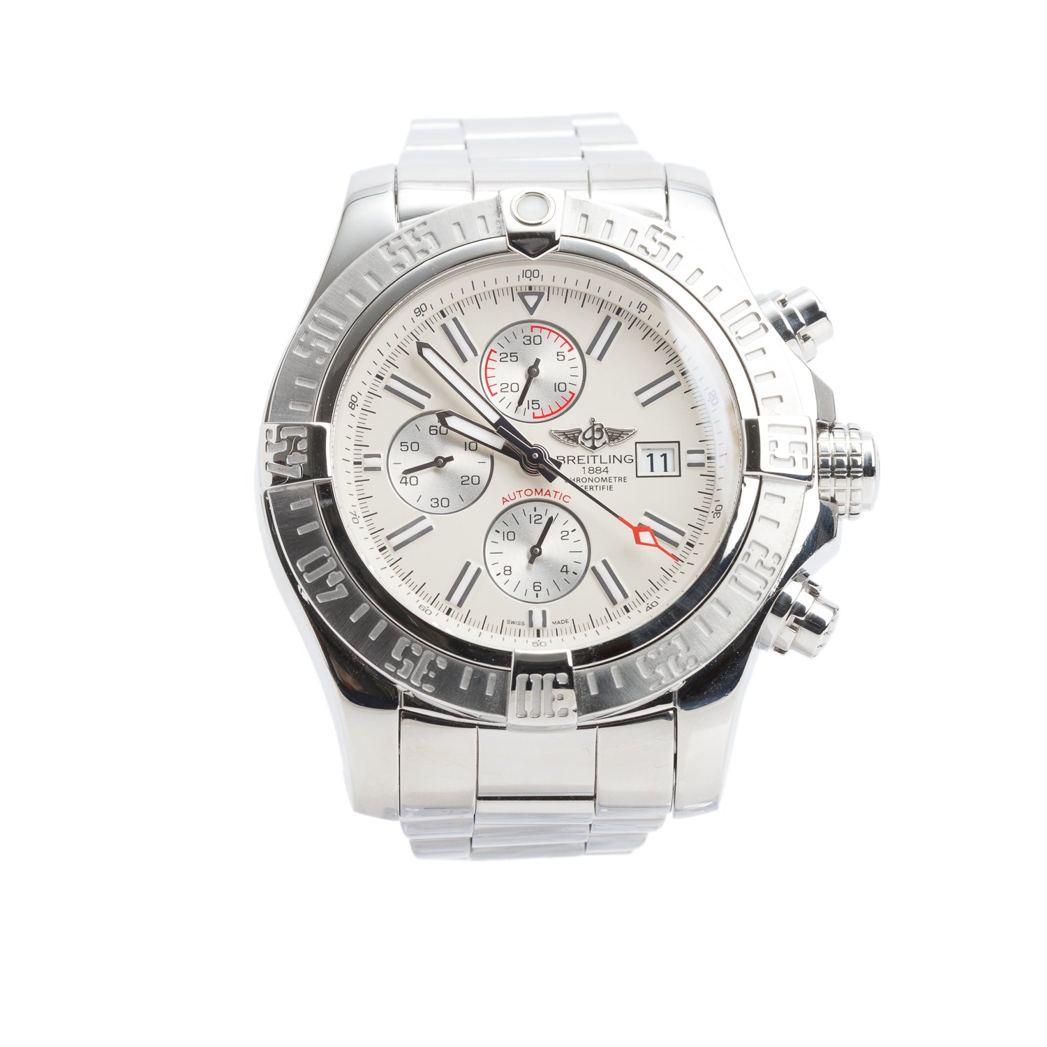 Breitling Stainless Steel Super Avenger II 48 MM Automatic Chronograph Creme Dial A13371