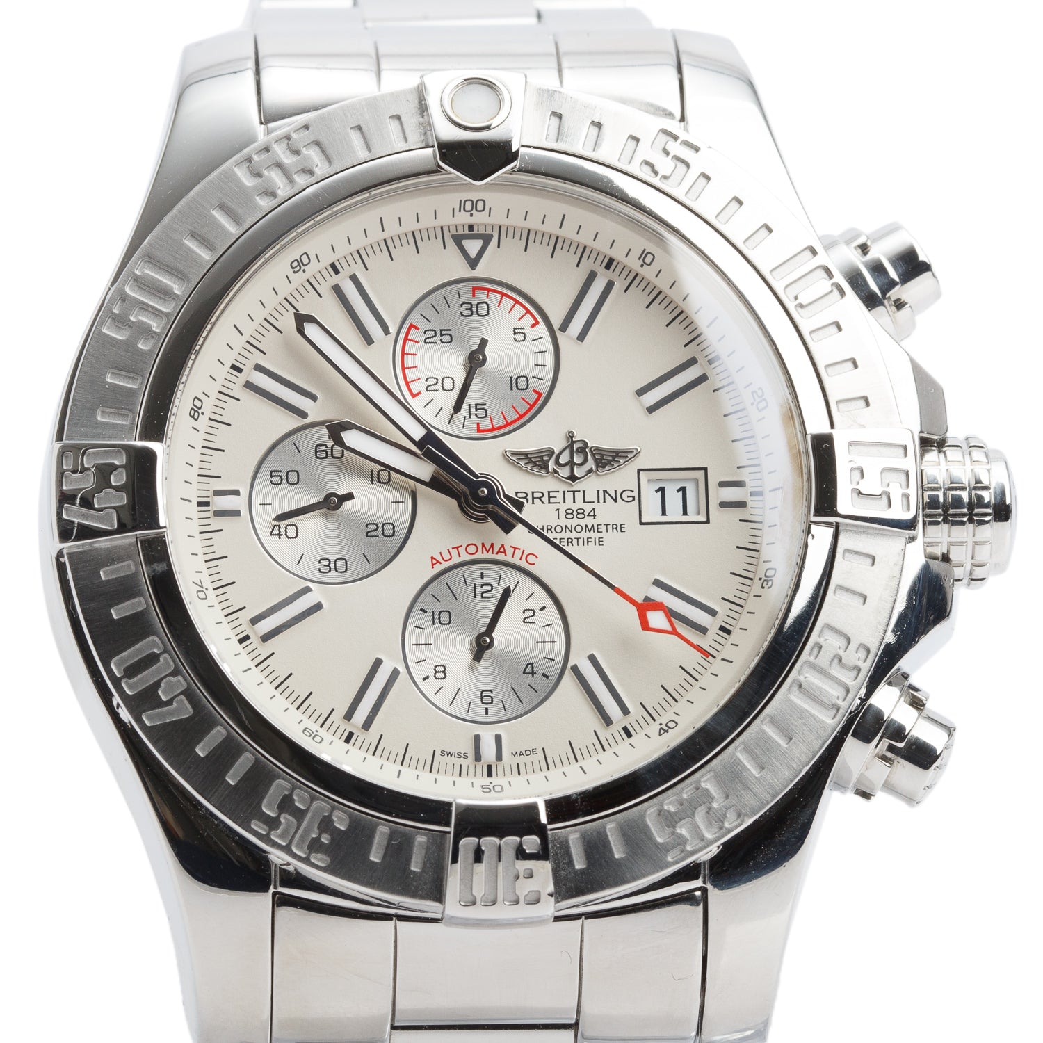 Breitling Stainless Steel Super Avenger II 48 MM Automatic Chronograph Creme Dial A13371