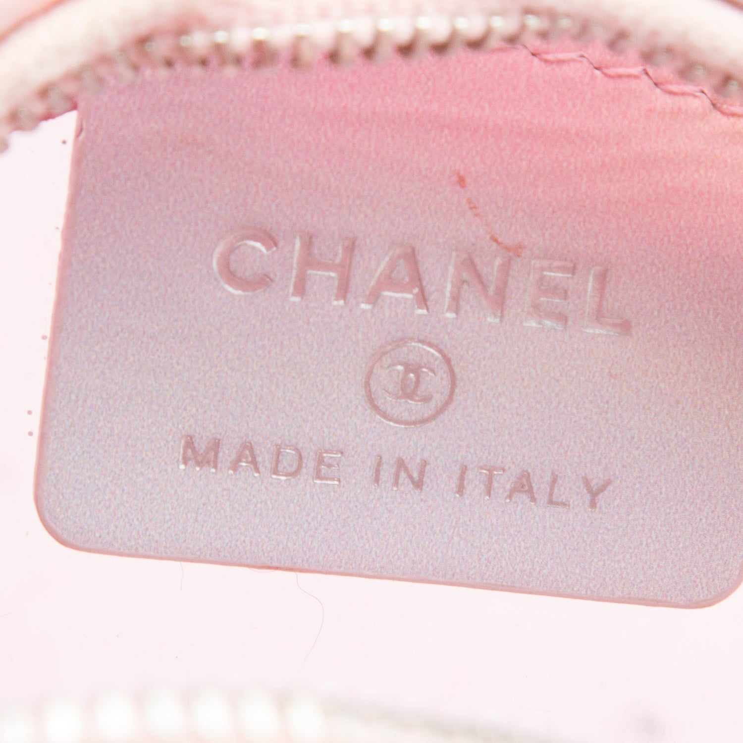 Chanel Pink PVC Patent Leather Round Filigree Chain Clutch w/ Authenticity Card