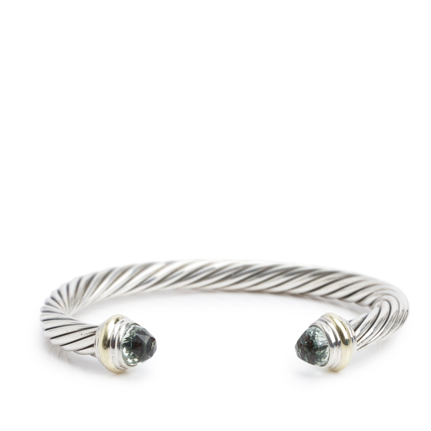 David Yurman Sterling Silver & 14k Yellow Gold Prasiolite 7 MM Cable Classics Bracelet