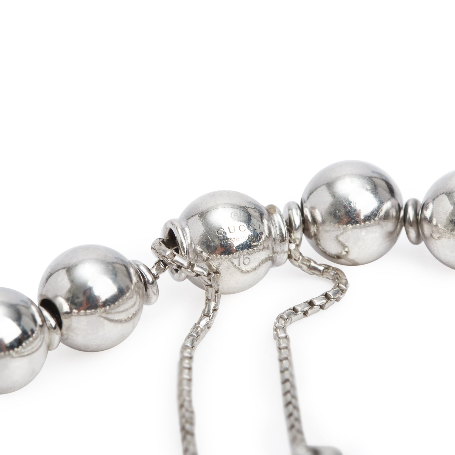 Gucci Sterling Silver Boule Britt Bead Bracelet