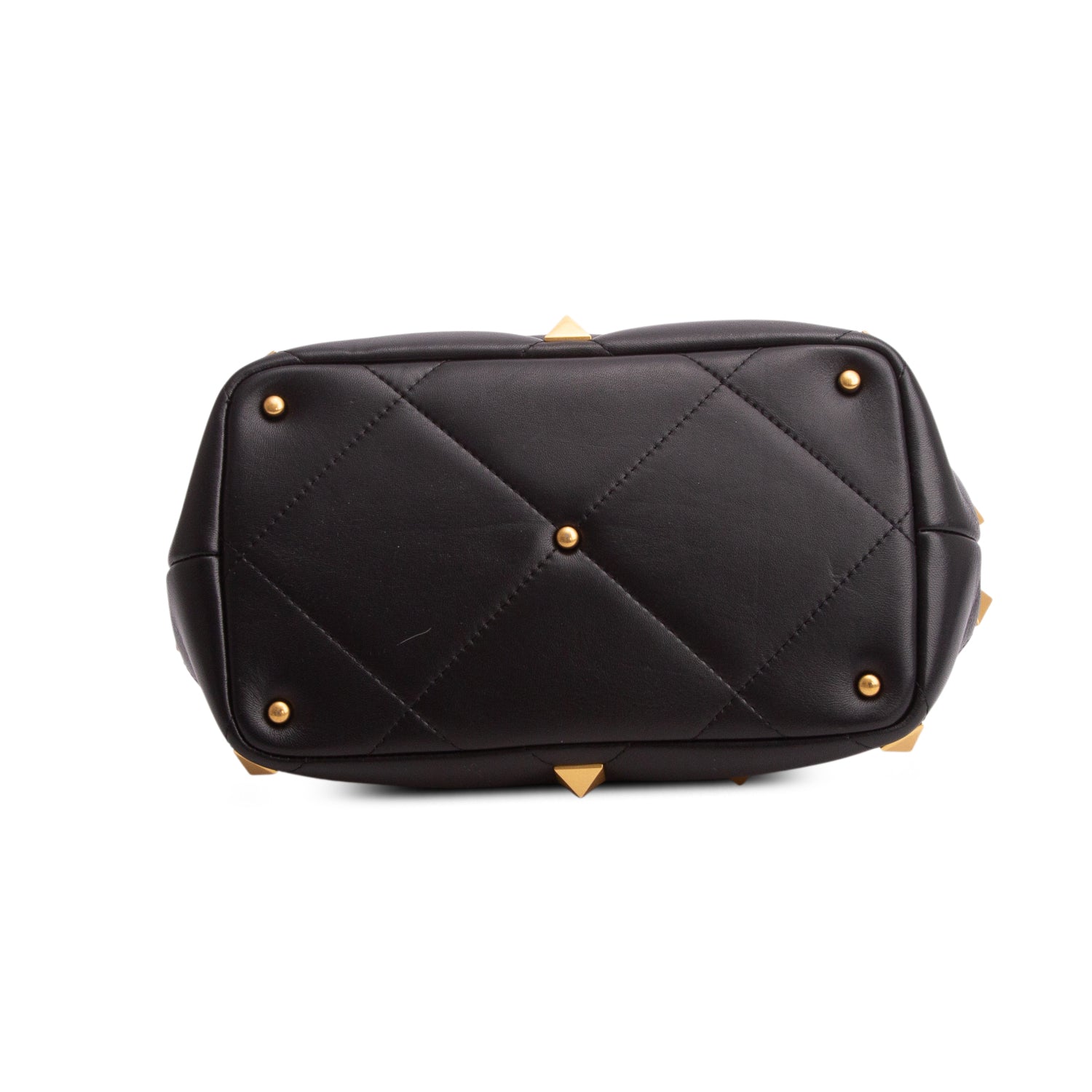 Valentino Black Nappa Medium Roman Stud The Handle Bag w/ Strap